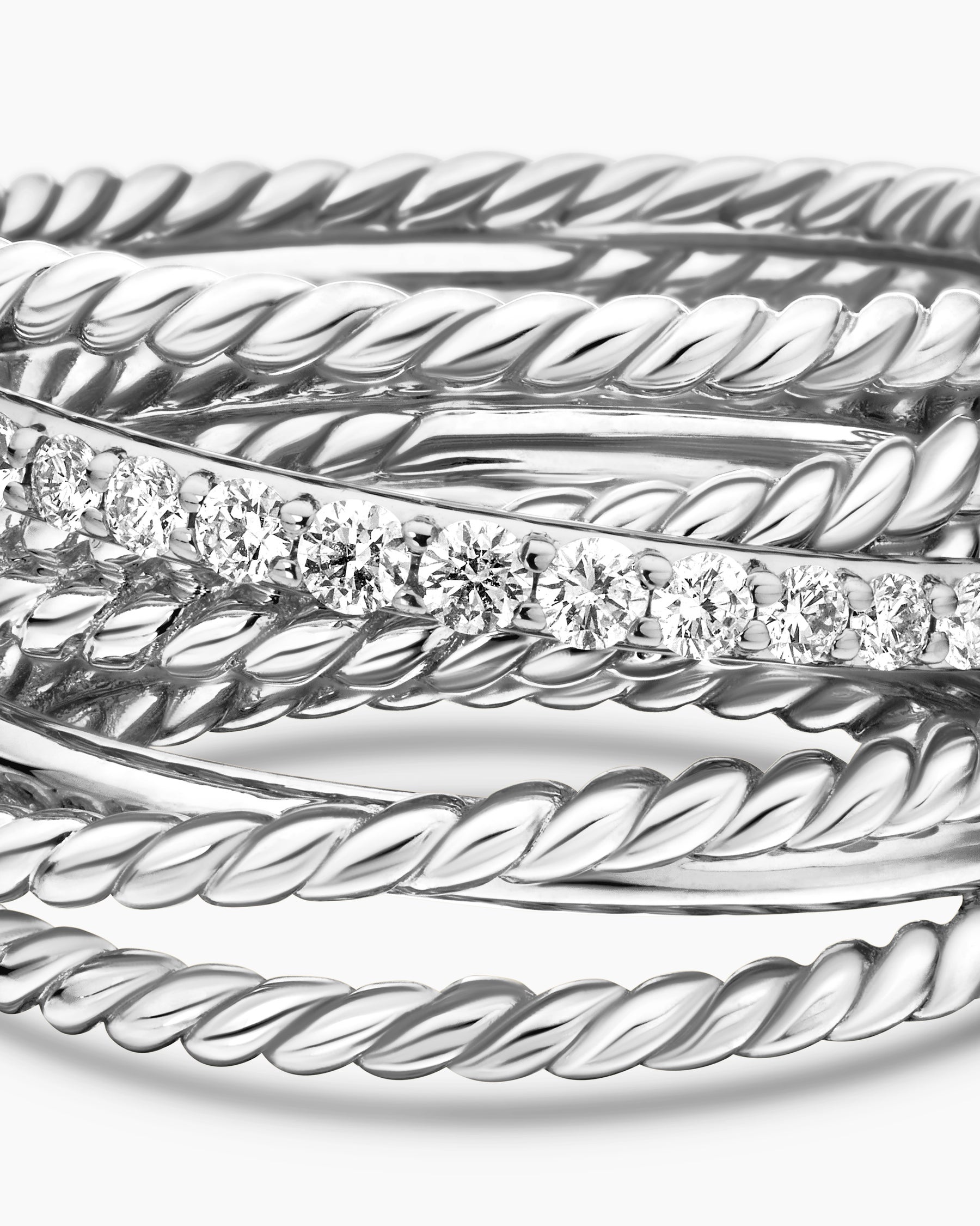 Crossover Ring in Sterling Silver with Diamonds, 12mm - Image 7