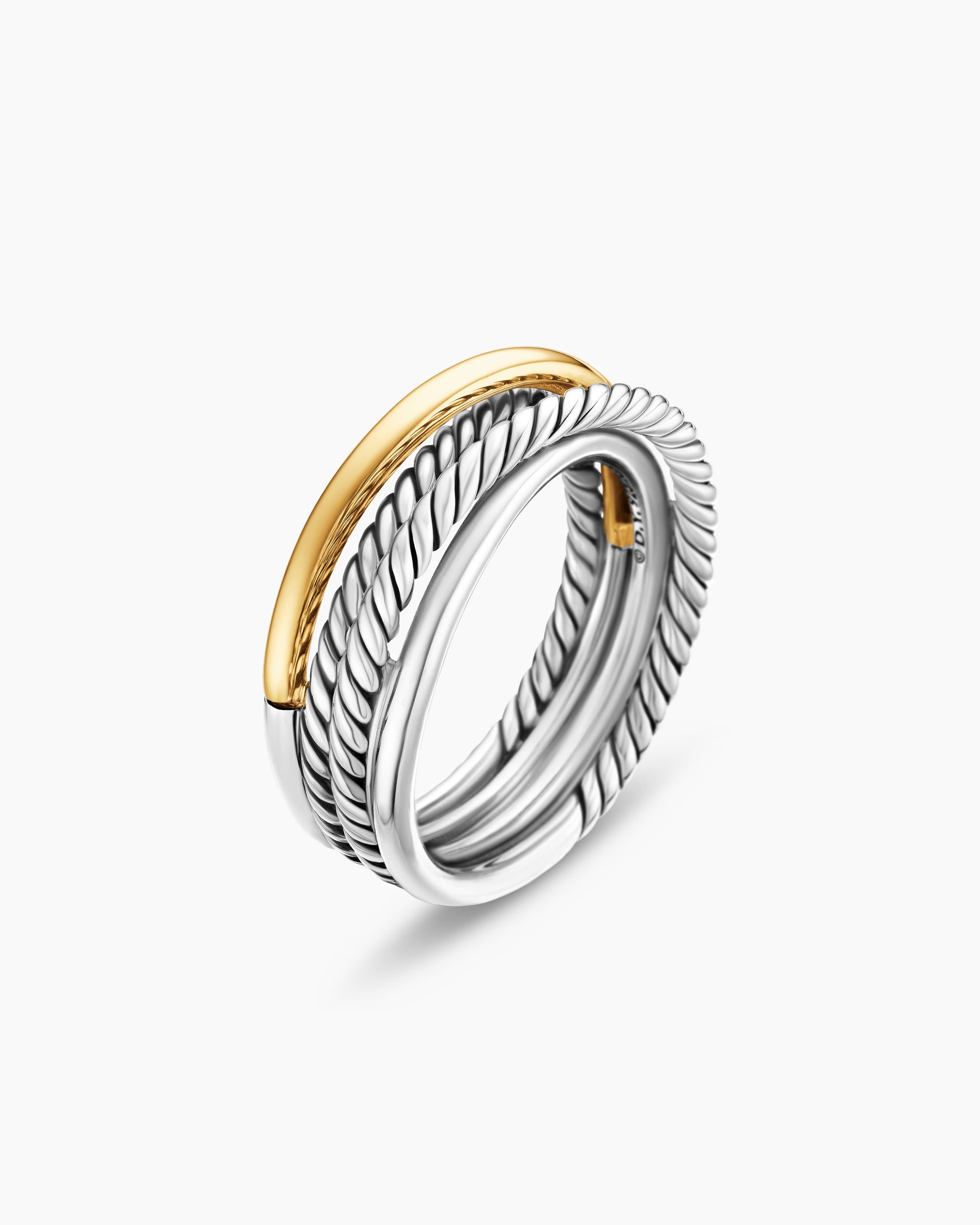 Crossover Band Ring in Sterling Silver with 18K Yellow Gold, 6.8mm - Image 3