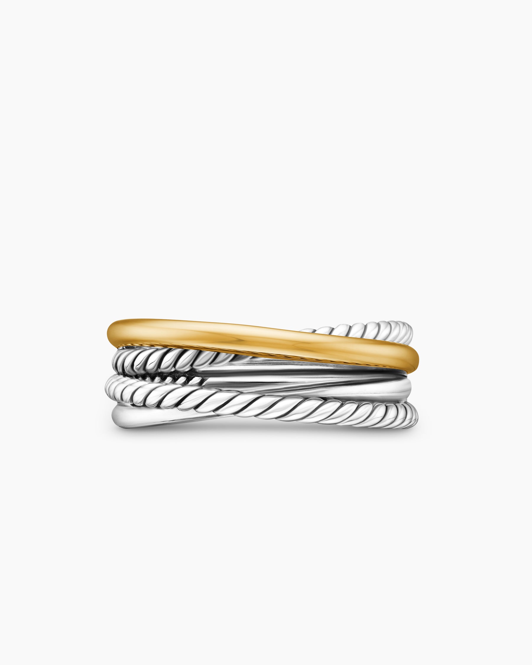 Crossover Band Ring in Sterling Silver with 18K Yellow Gold, 6.8mm - Image 4