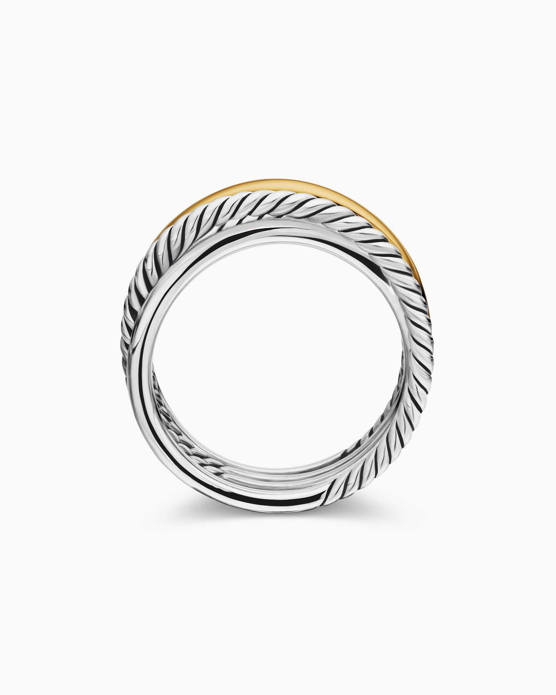 Crossover Band Ring in Sterling Silver with 18K Yellow Gold, 6.8mm - Image 5