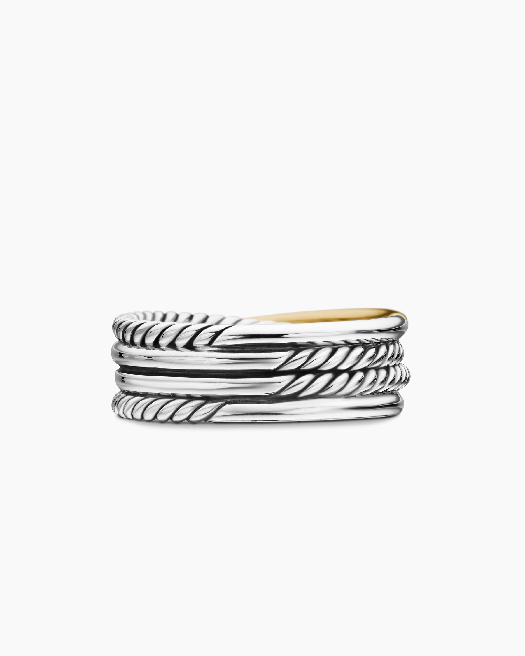 Crossover Band Ring in Sterling Silver with 18K Yellow Gold, 6.8mm - Image 6
