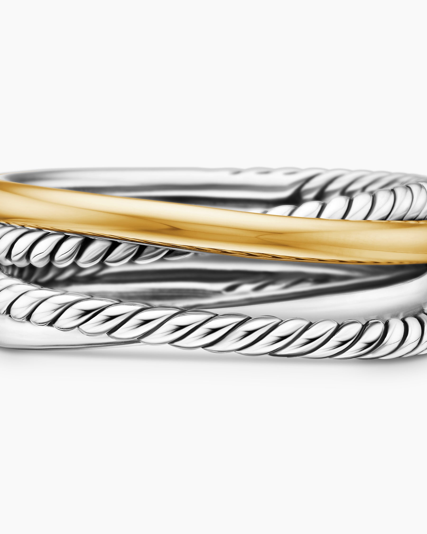 Crossover Band Ring in Sterling Silver with 18K Yellow Gold, 6.8mm - Image 7