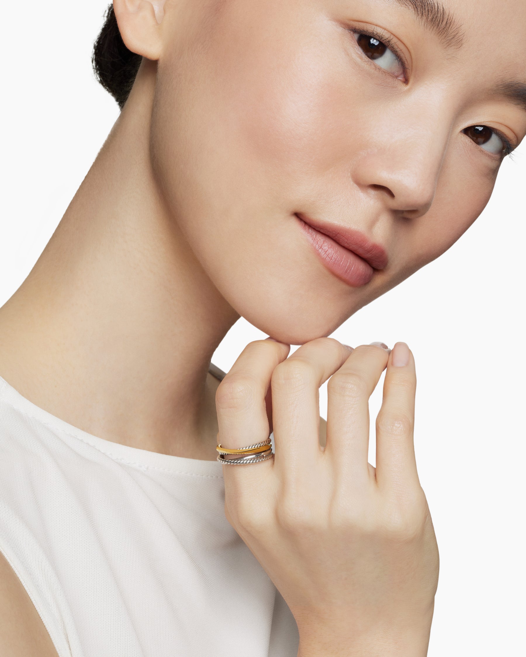 Crossover Band Ring in Sterling Silver with 18K Yellow Gold, 6.8mm - Image 8