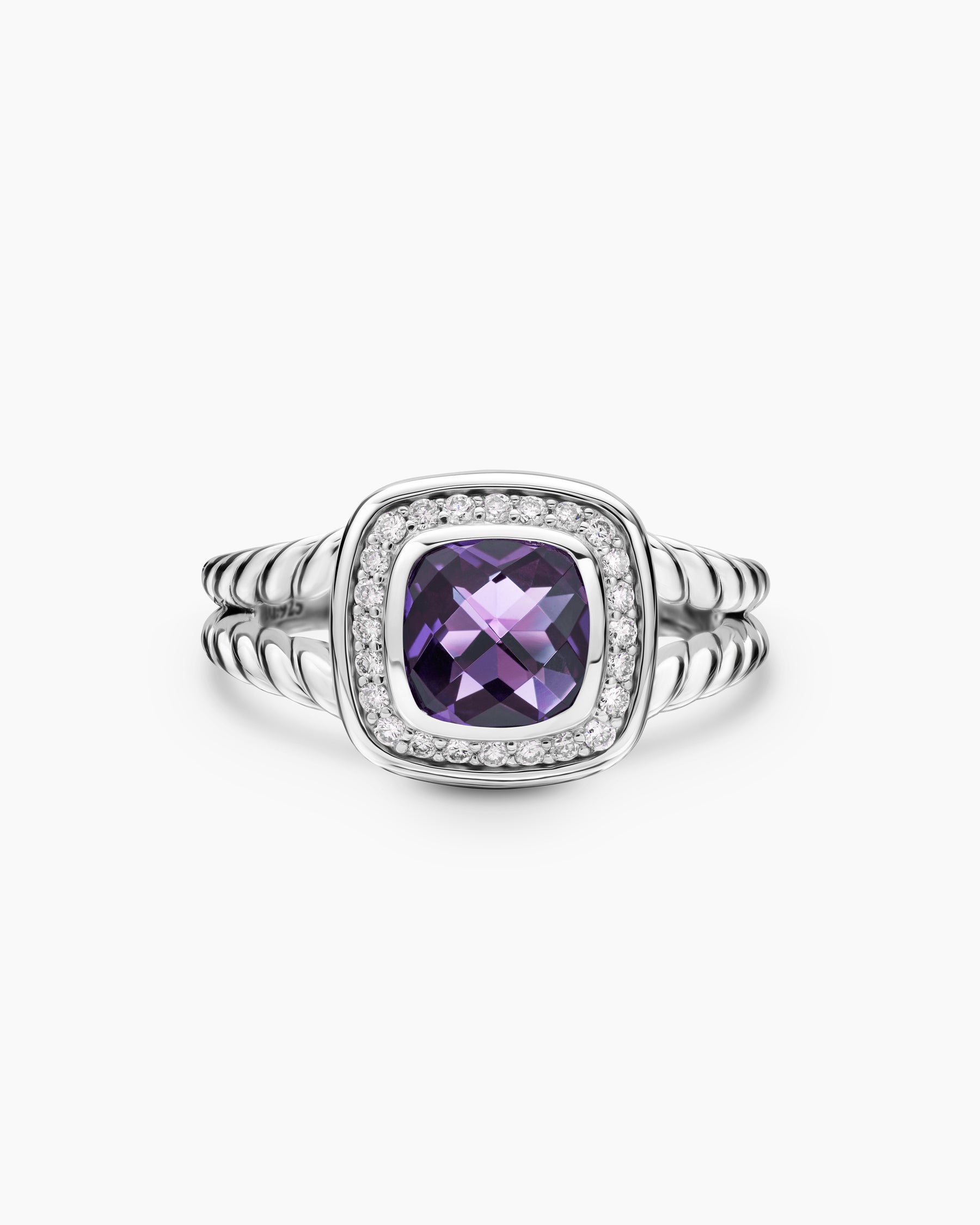 Petite Albion Ring in Sterling Silver with Amethyst and Diamonds, 7mm - Image 4