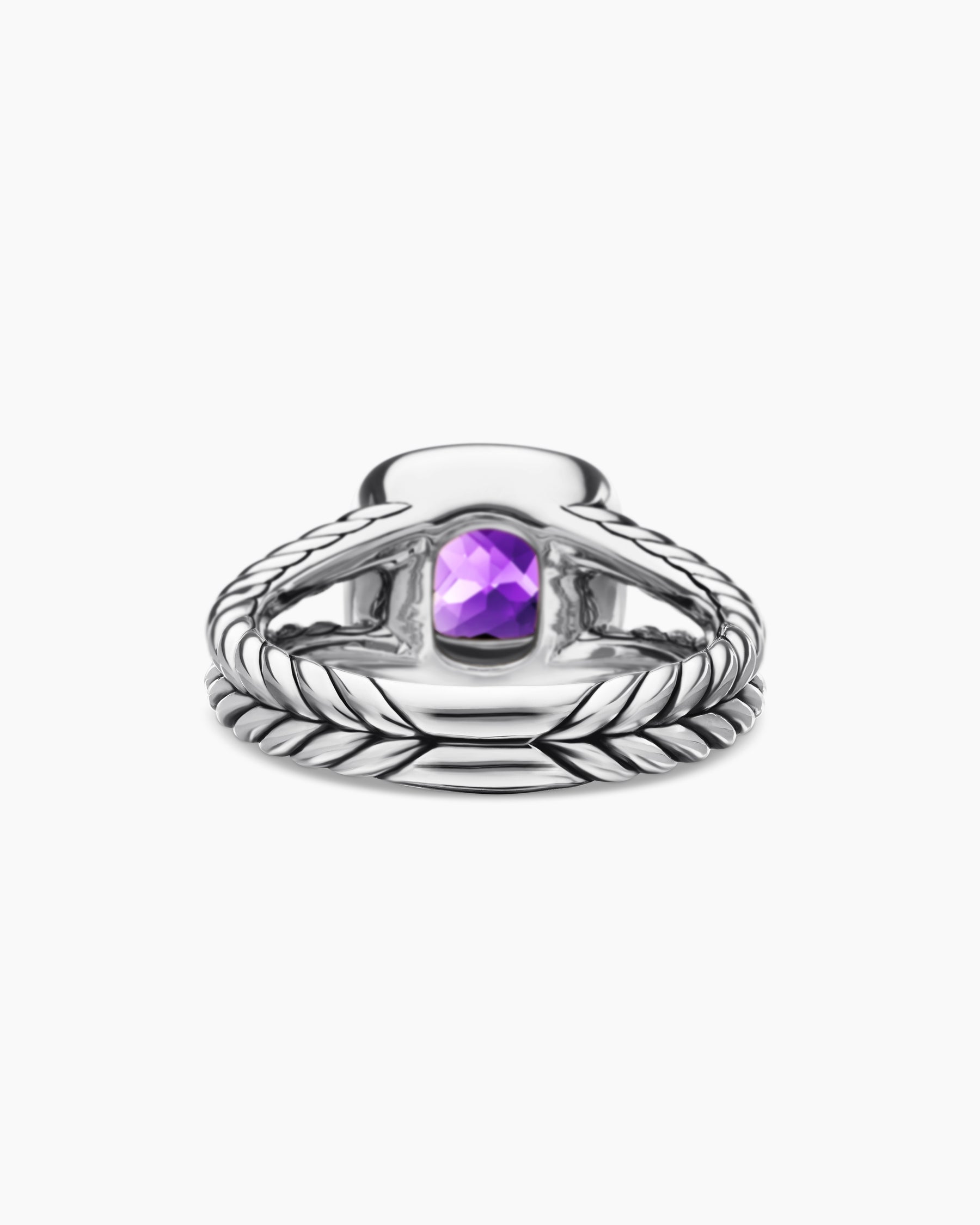 Petite Albion Ring in Sterling Silver with Amethyst and Diamonds, 7mm - Image 6