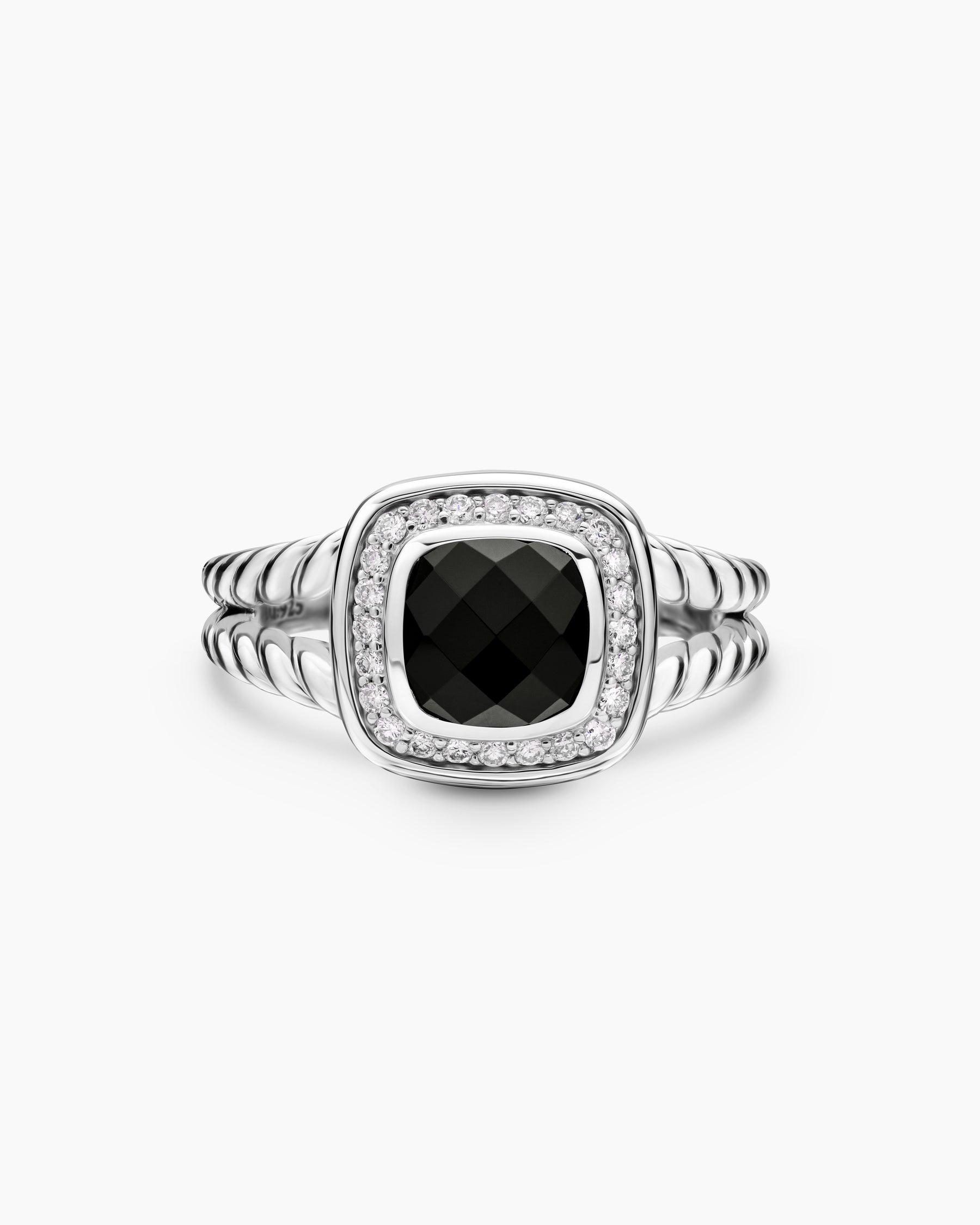 Petite Albion Ring in Sterling Silver with Black Onyx and Diamonds, 7mm - Image 4