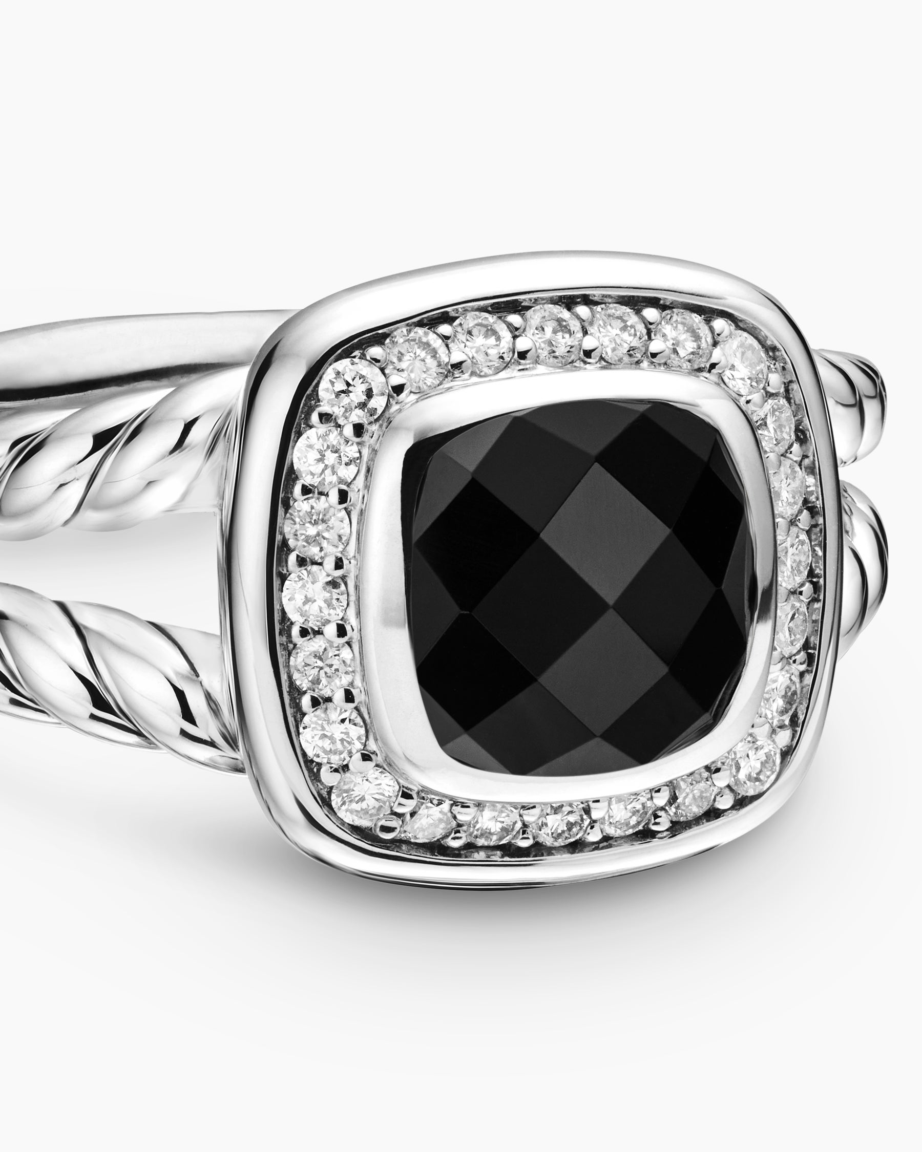 Petite Albion Ring in Sterling Silver with Black Onyx and Diamonds, 7mm - Image 5