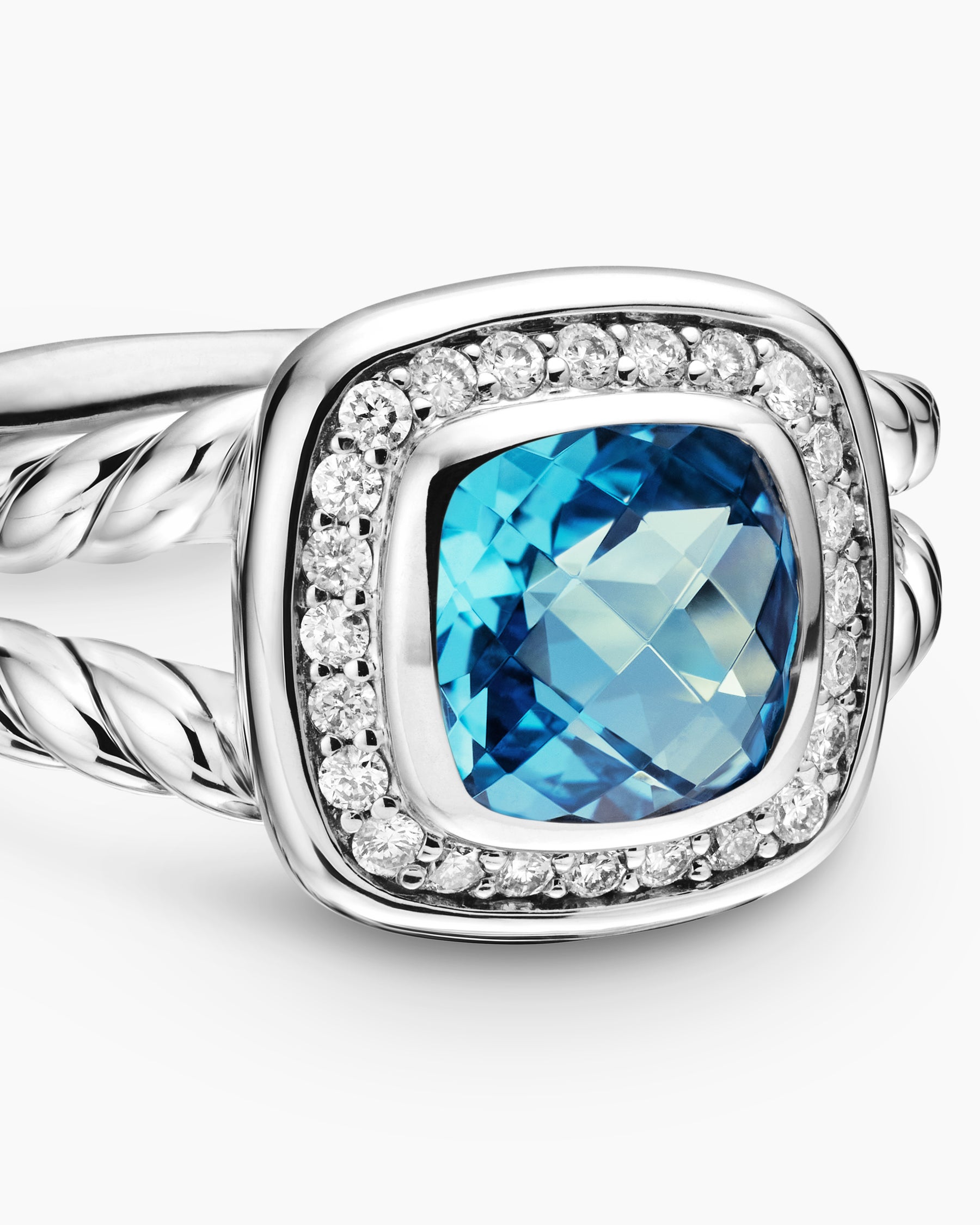 Petite Albion Ring in Sterling Silver with Blue Topaz and Diamonds, 7mm - Image 5