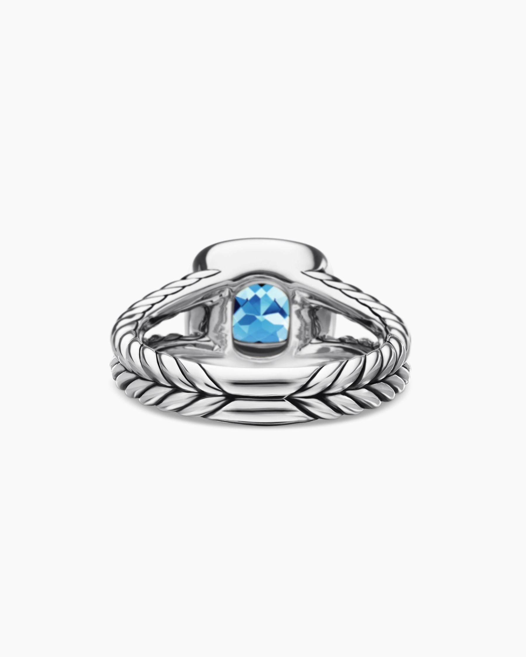 Petite Albion Ring in Sterling Silver with Blue Topaz and Diamonds, 7mm - Image 6