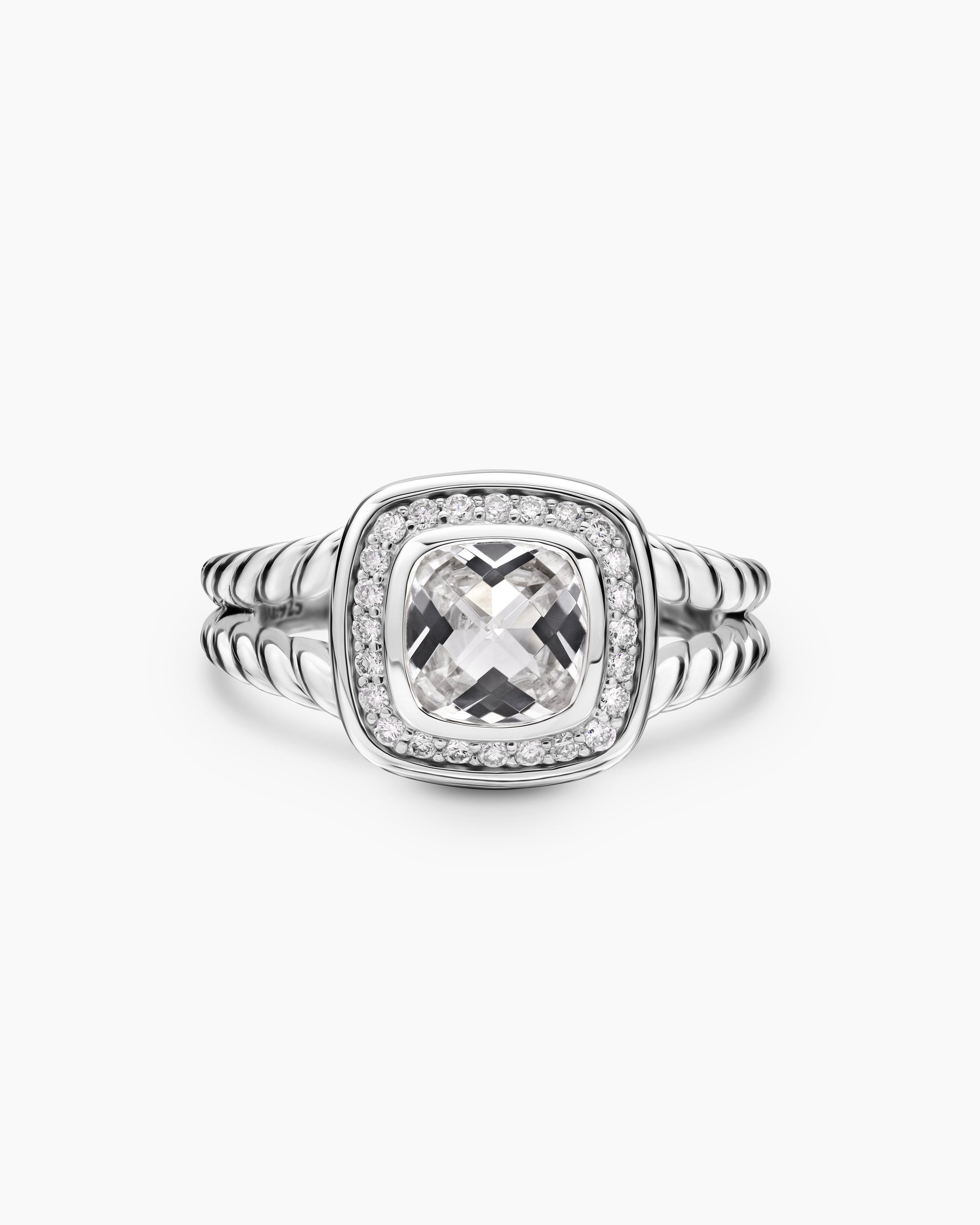 Petite Albion Ring in Sterling Silver with White Topaz and Diamonds, 7mm - Image 4