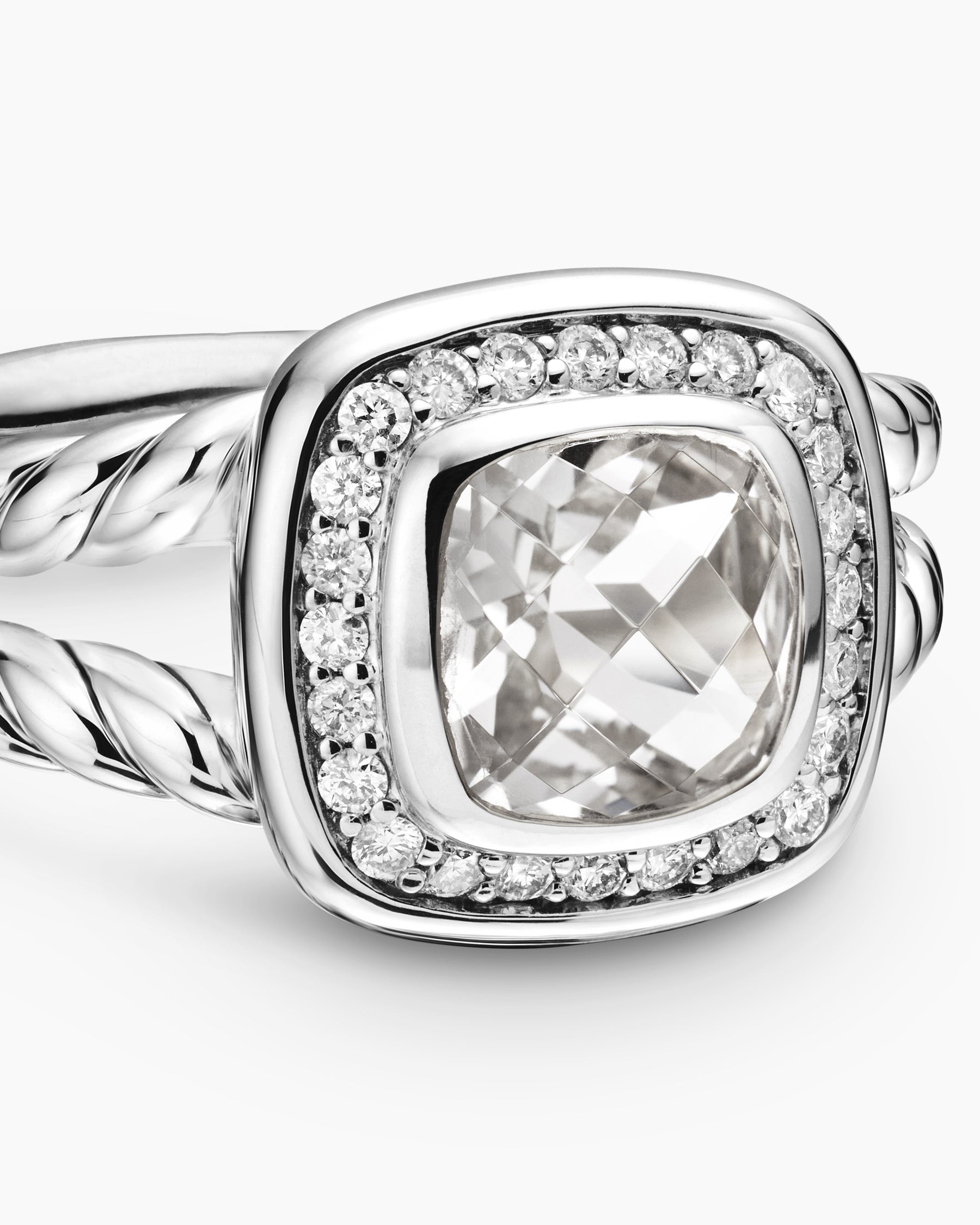 Petite Albion Ring in Sterling Silver with White Topaz and Diamonds, 7mm - Image 5