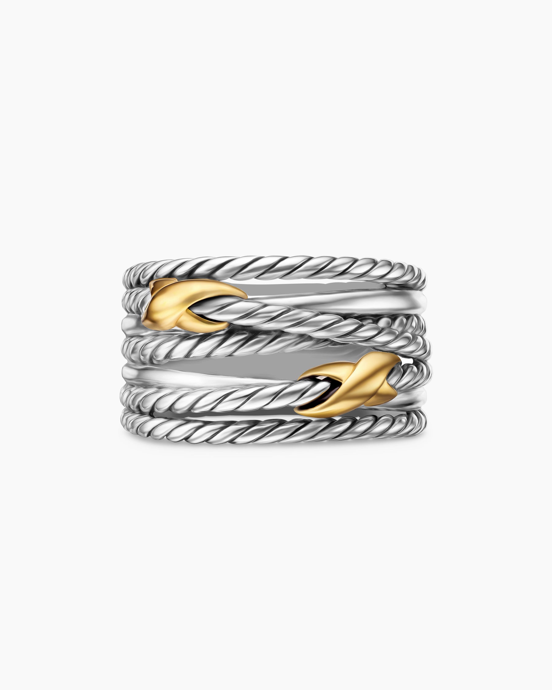 Double X Crossover Ring in Sterling Silver with 18K Yellow Gold, 13mm - Image 4