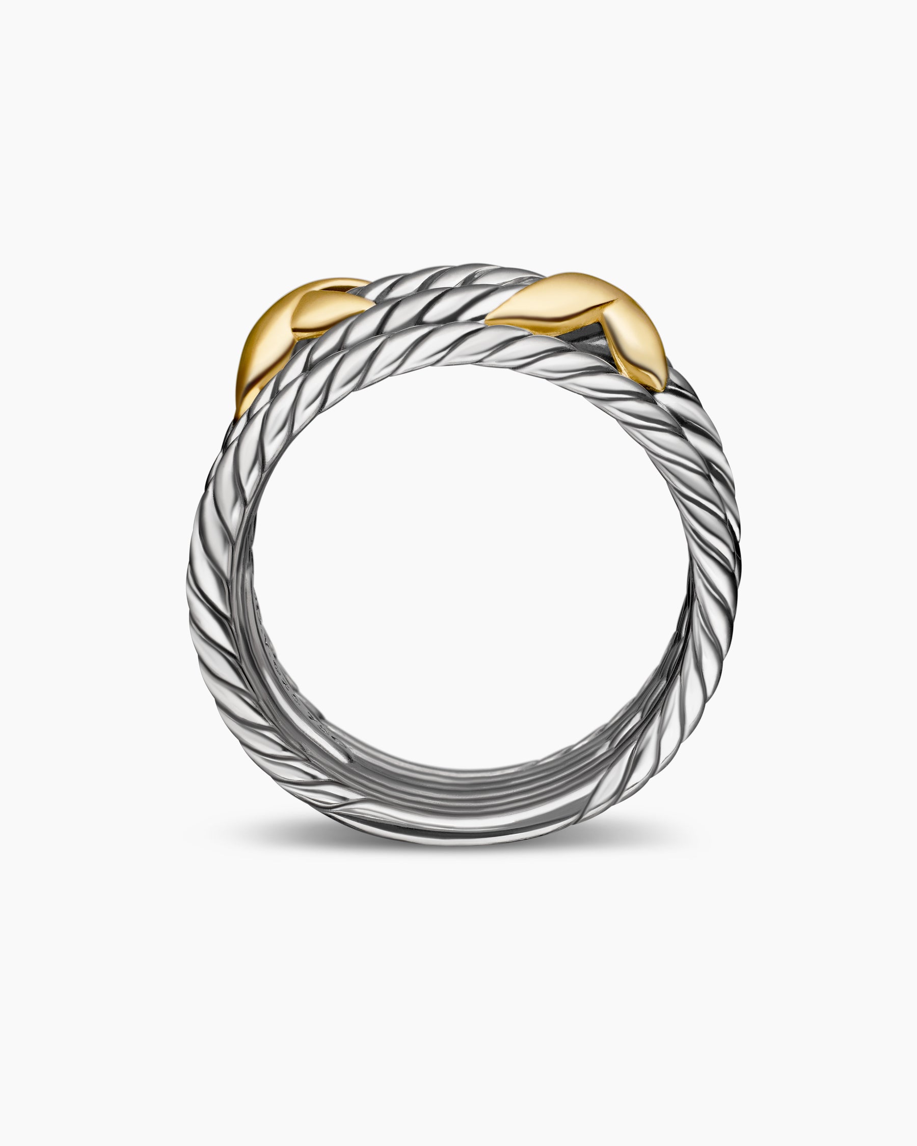 Double X Crossover Ring in Sterling Silver with 18K Yellow Gold, 13mm - Image 5