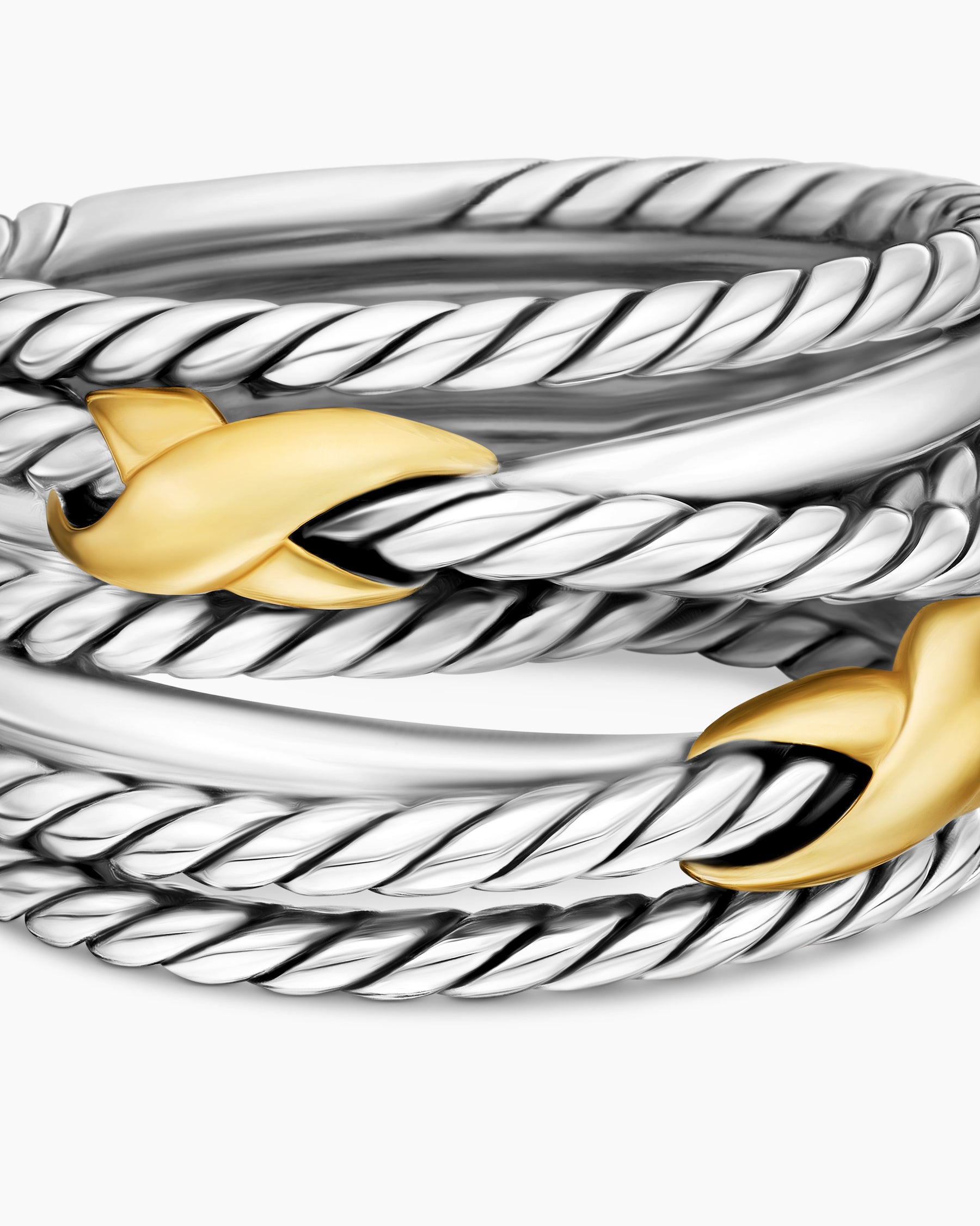 Double X Crossover Ring in Sterling Silver with 18K Yellow Gold, 13mm - Image 7