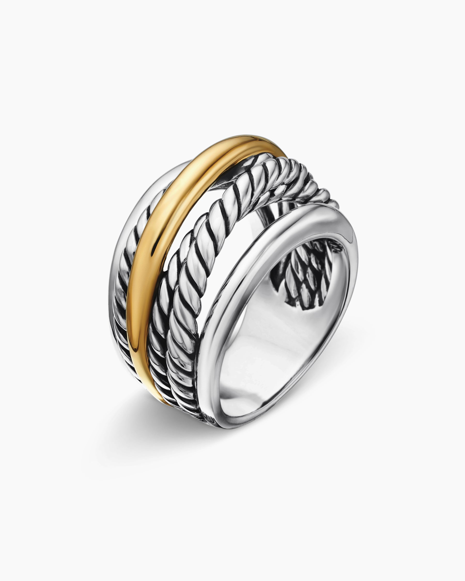 Crossover Ring in Sterling Silver with 14K Yellow Gold, 14.7mm - Image 3