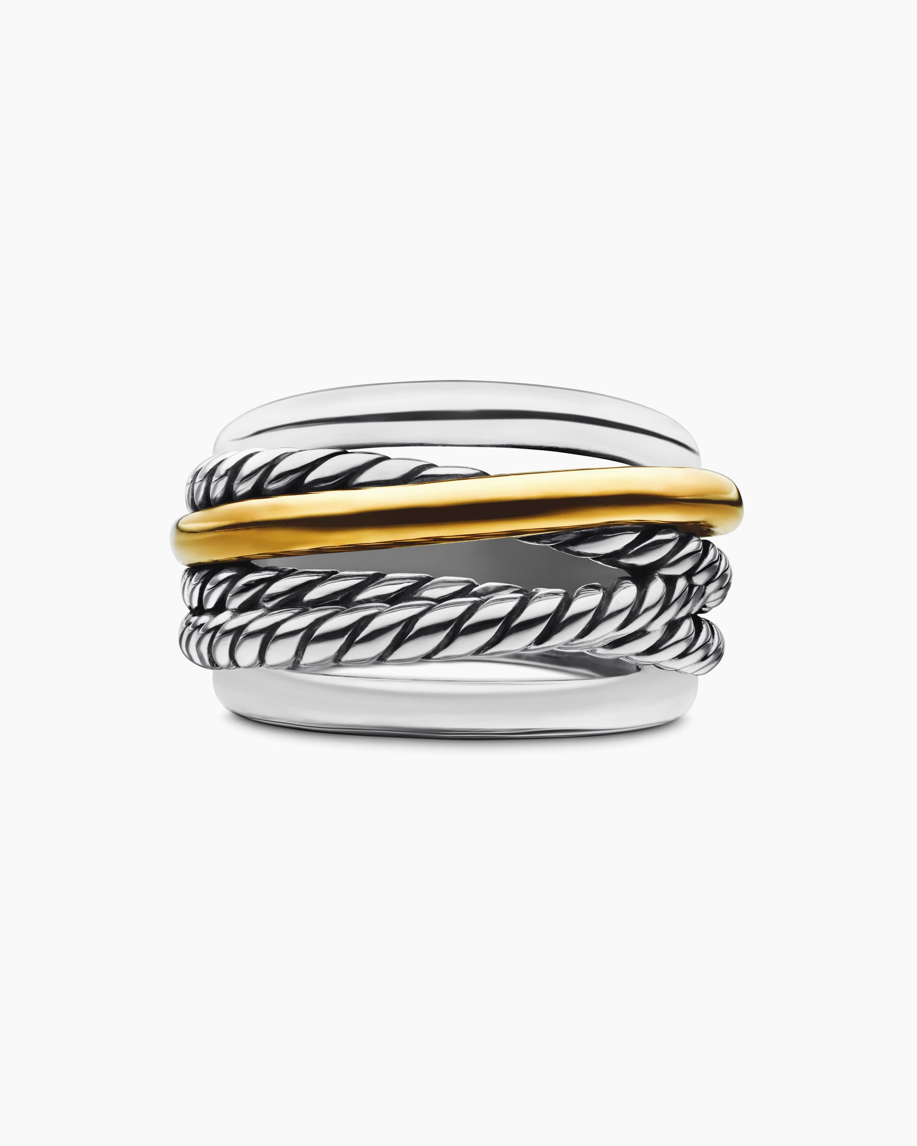 Crossover Ring in Sterling Silver with 14K Yellow Gold, 14.7mm - Image 4