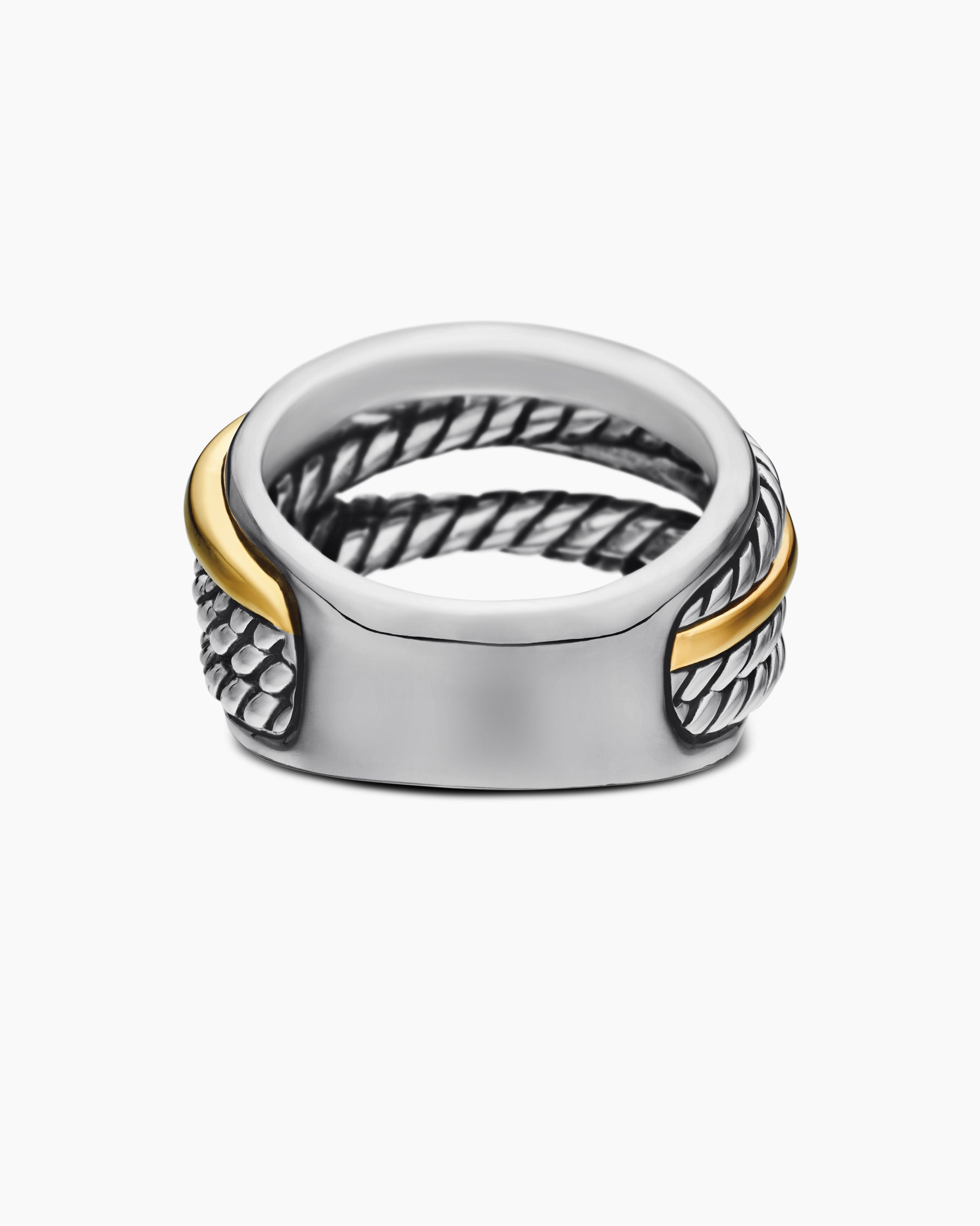 Crossover Ring in Sterling Silver with 14K Yellow Gold, 14.7mm - Image 6