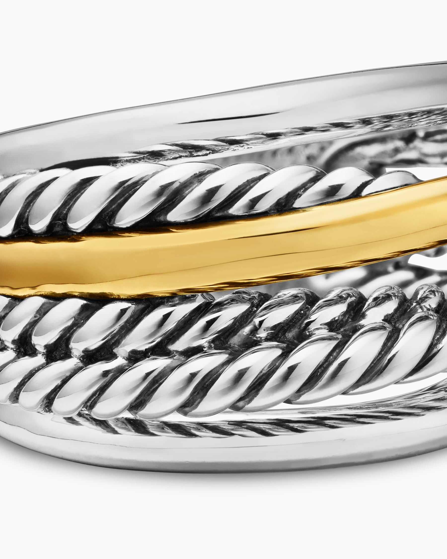 Crossover Ring in Sterling Silver with 14K Yellow Gold, 14.7mm - Image 7