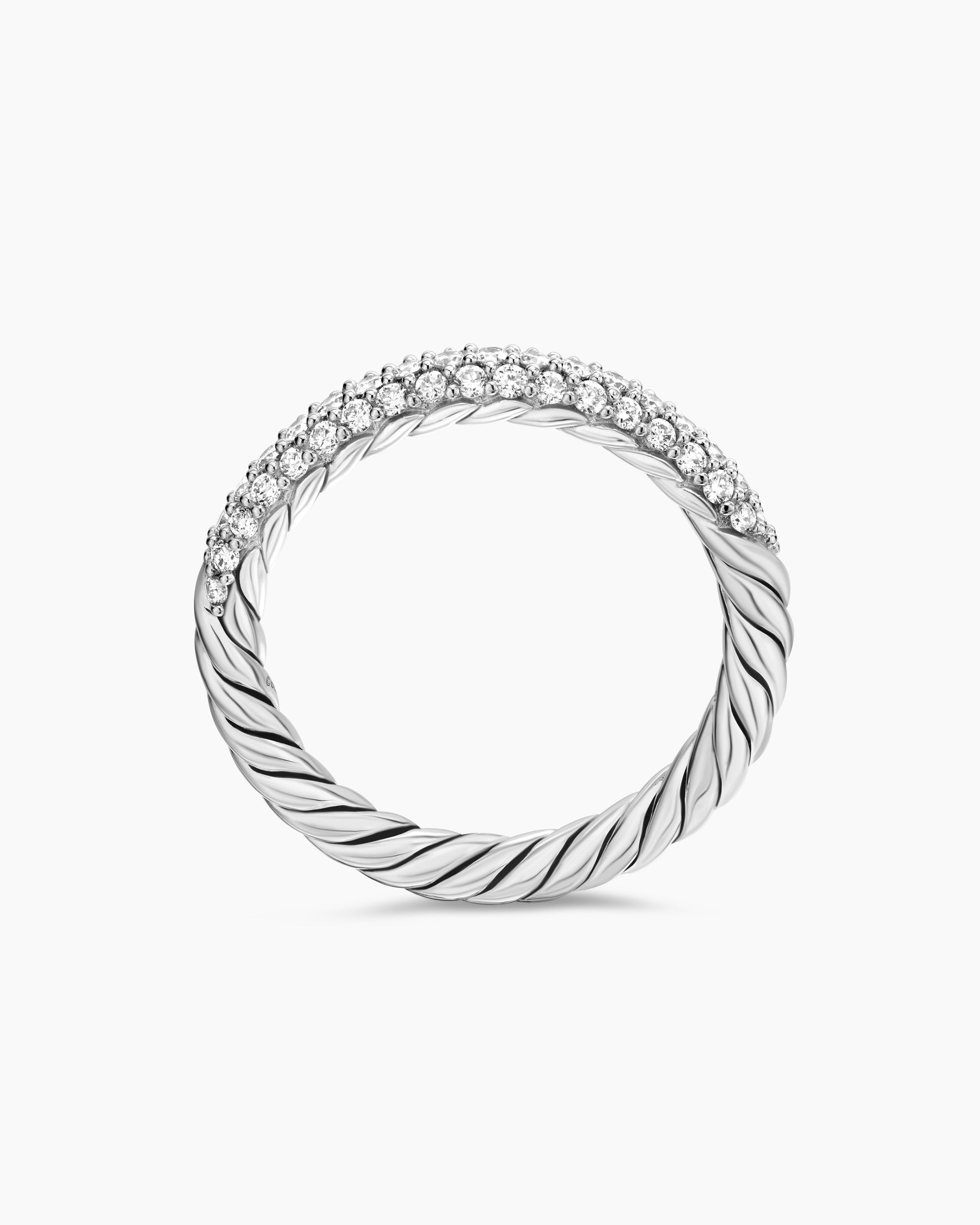 Petite Pavé Stack Ring in Sterling Silver with Diamonds, 3mm - Image 5