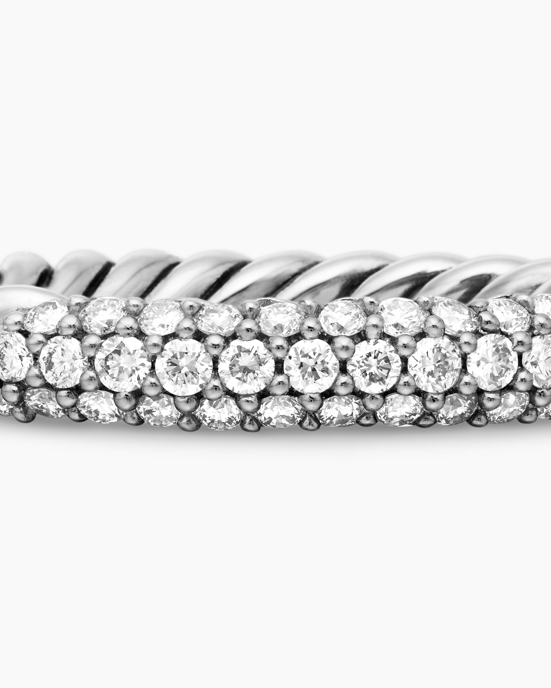 Petite Pavé Stack Ring in Sterling Silver with Diamonds, 3mm - Image 7