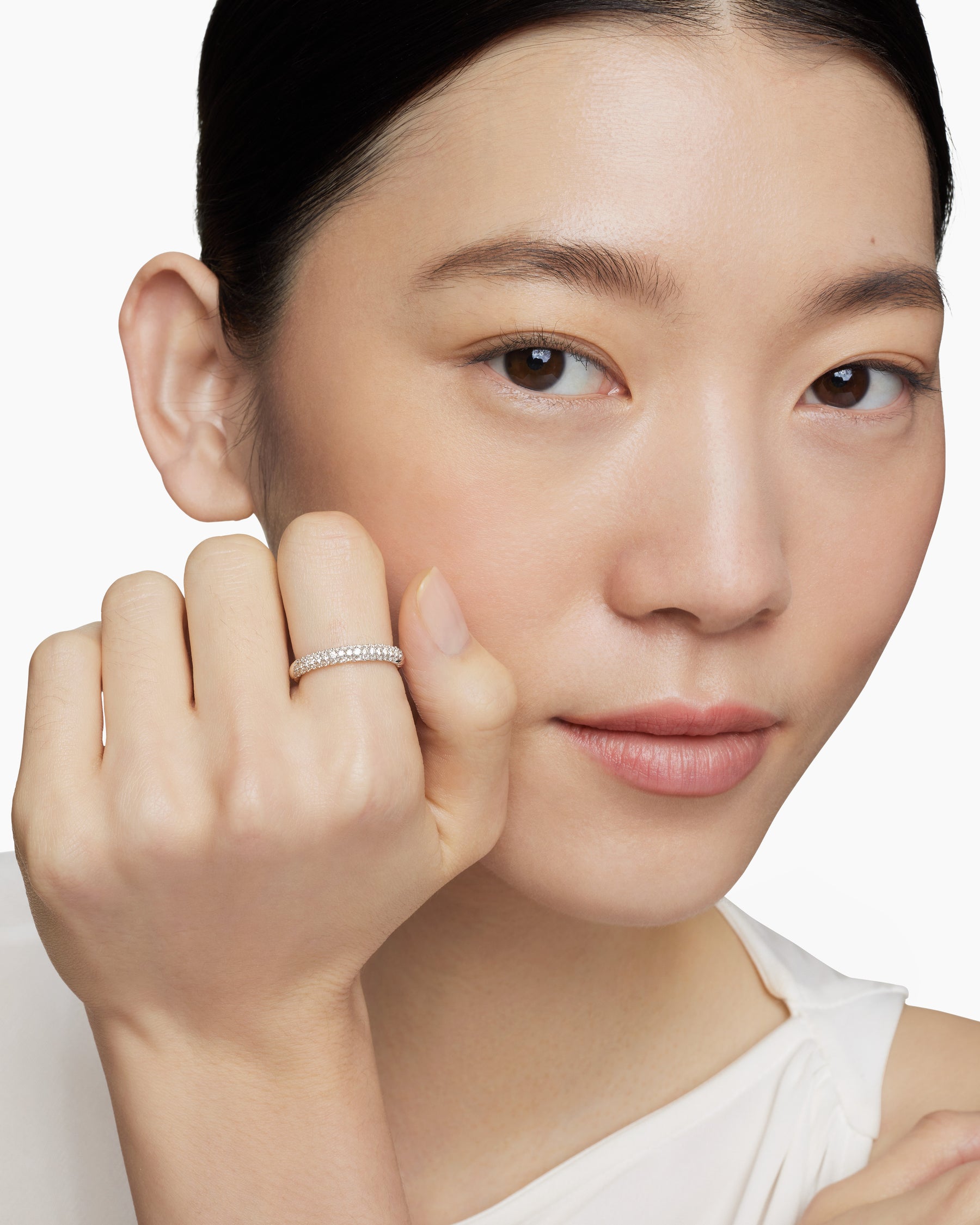Petite Pavé Stack Ring in Sterling Silver with Diamonds, 3mm - Image 8