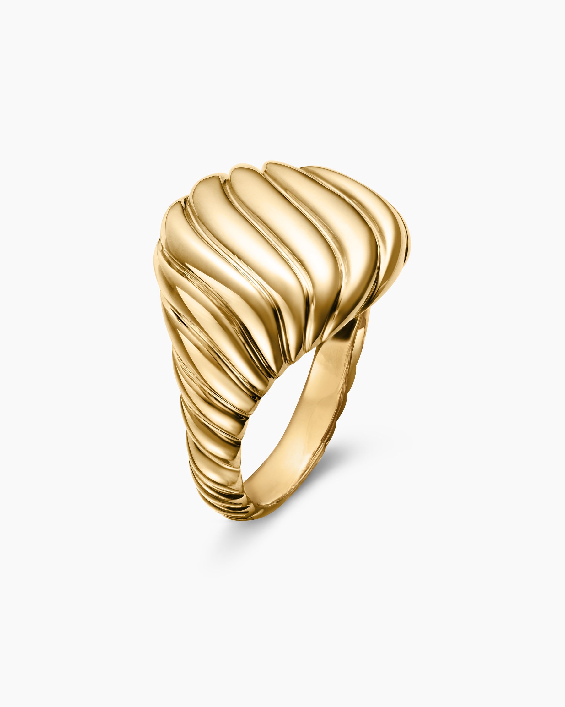 Sculpted Cable Pinky Ring in 18K Yellow Gold, 13mm - Image 3