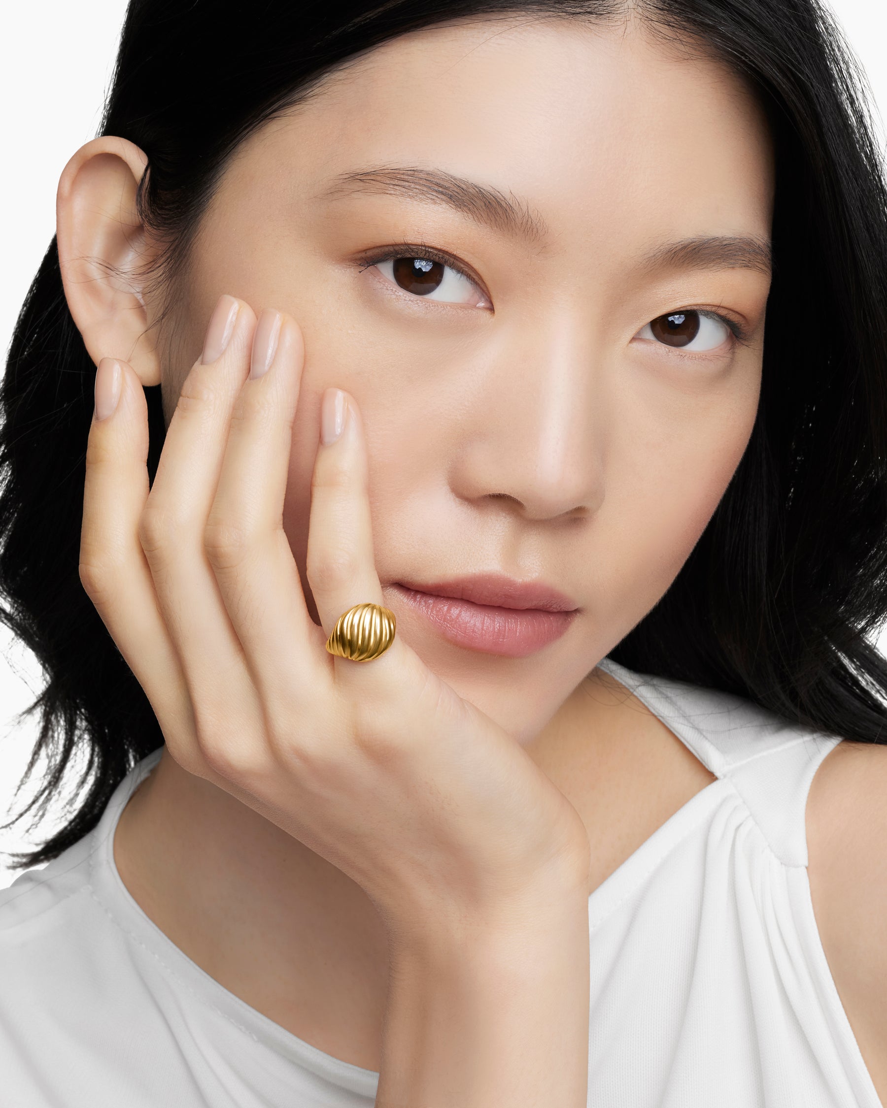 Sculpted Cable Pinky Ring in 18K Yellow Gold, 13mm - Image 7