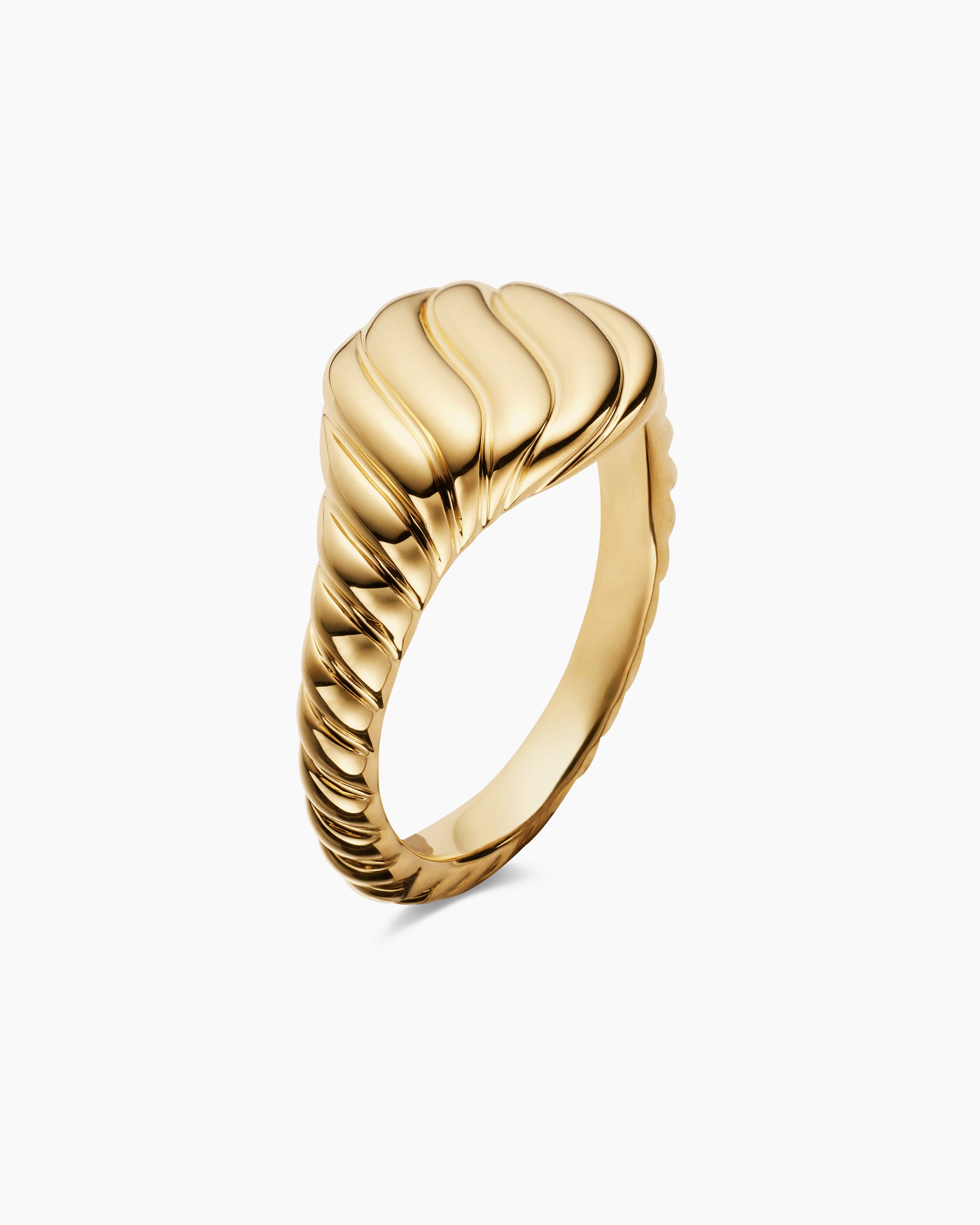 Sculpted Cable Pinky Ring in 18K Yellow Gold, 10mm - Image 3