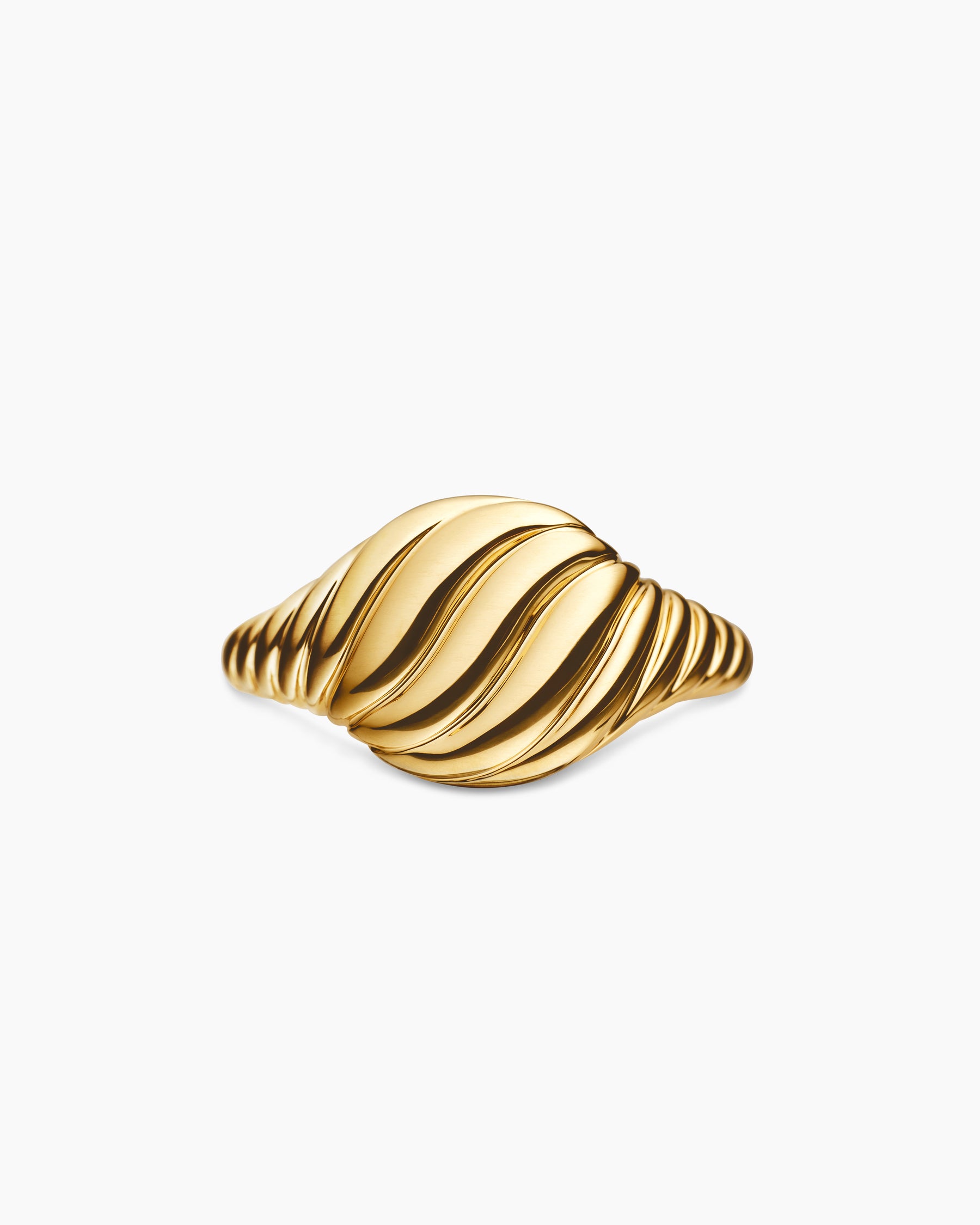 Sculpted Cable Pinky Ring in 18K Yellow Gold, 10mm - Image 4