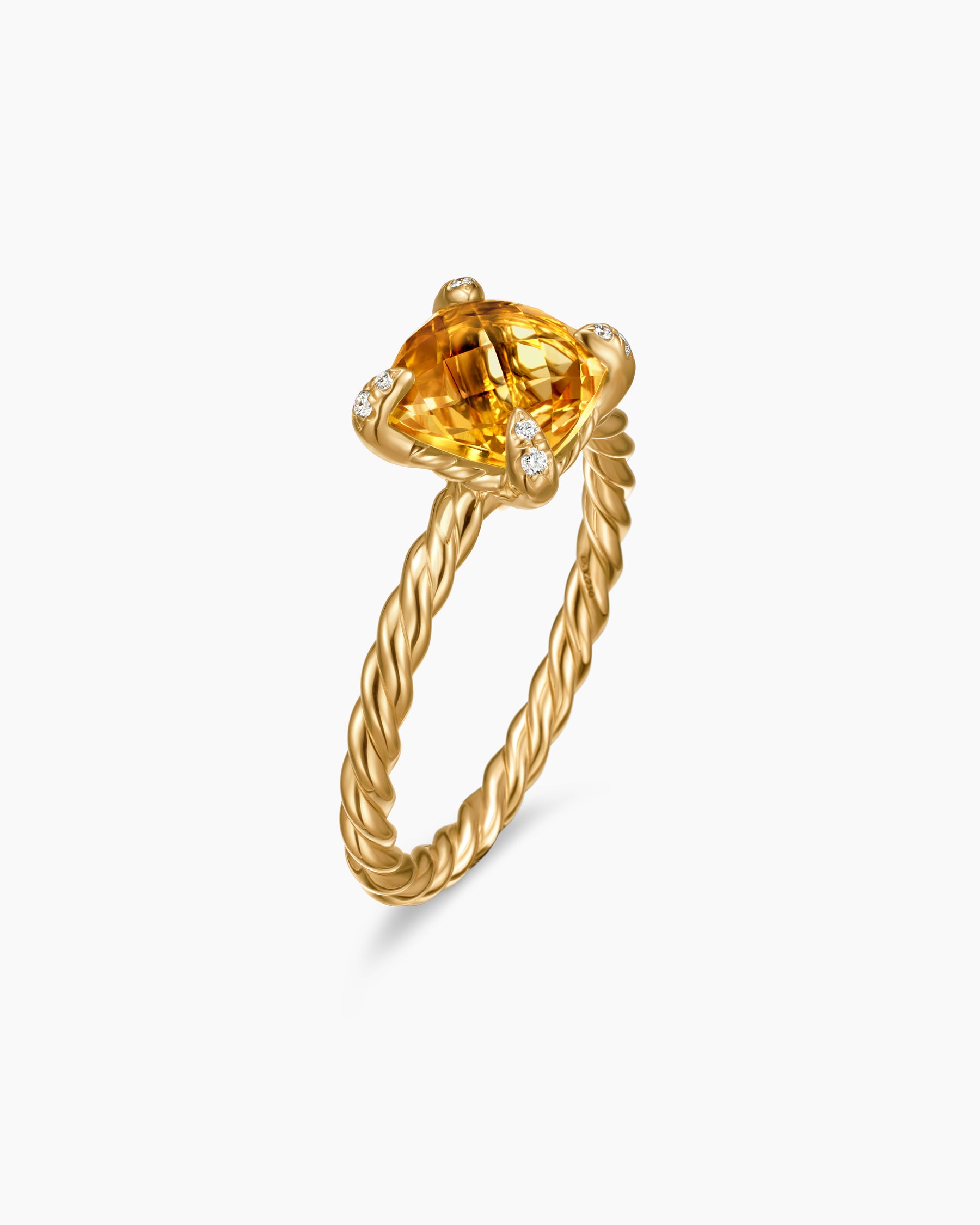 Chatelaine Ring in 18K Yellow Gold with Citrine and Diamonds, 7mm - Image 3