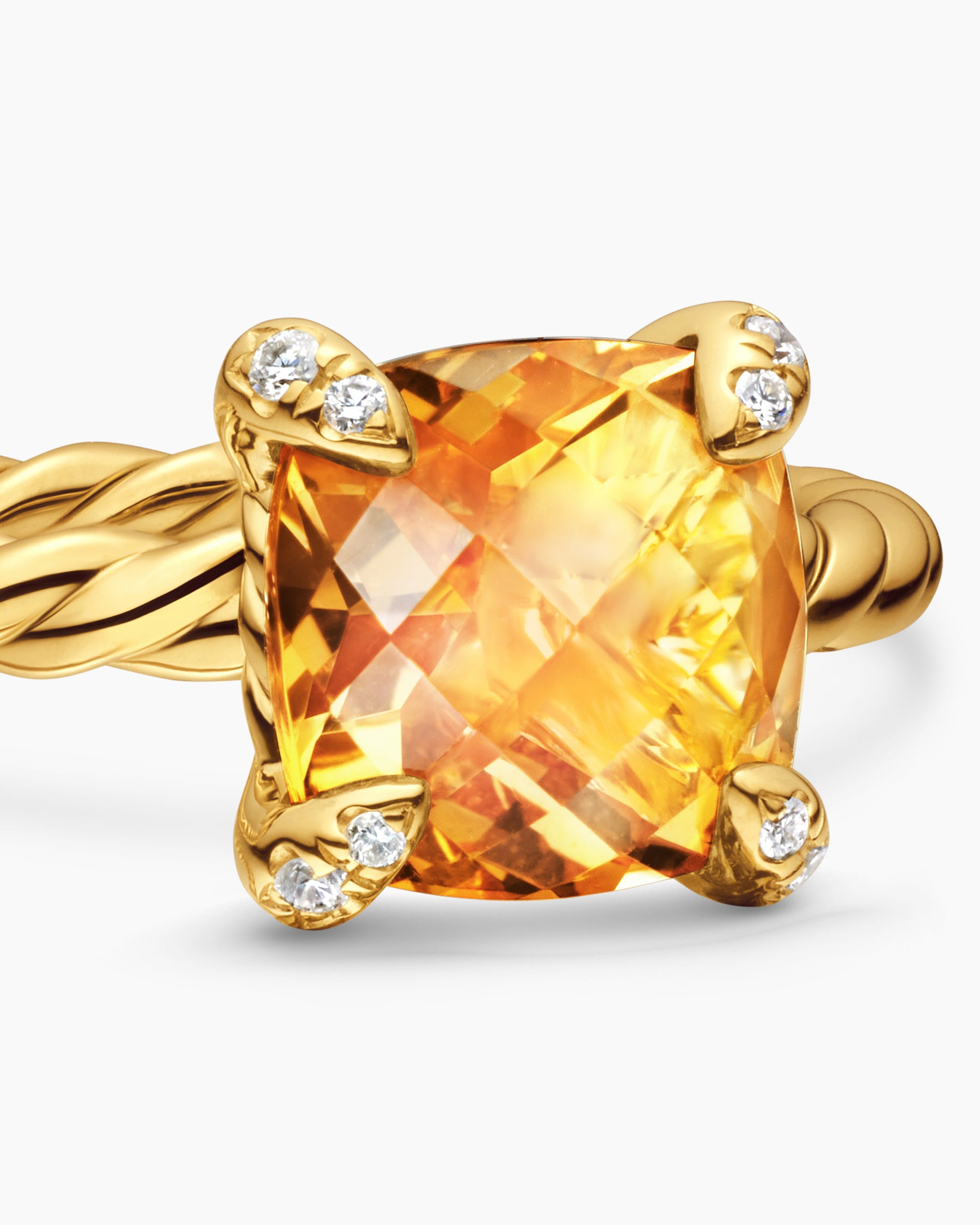 Chatelaine Ring in 18K Yellow Gold with Citrine and Diamonds, 7mm - Image 5