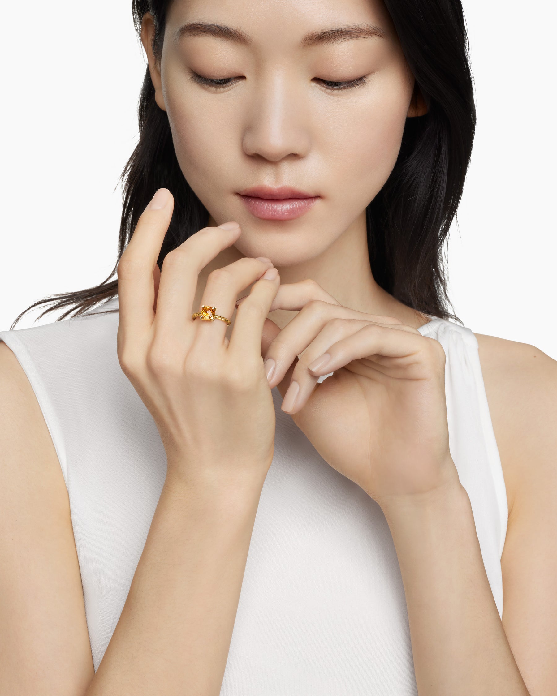 Alternative view of Chatelaine Ring in 18K Yellow Gold with Citrine and Diamonds, 7mm