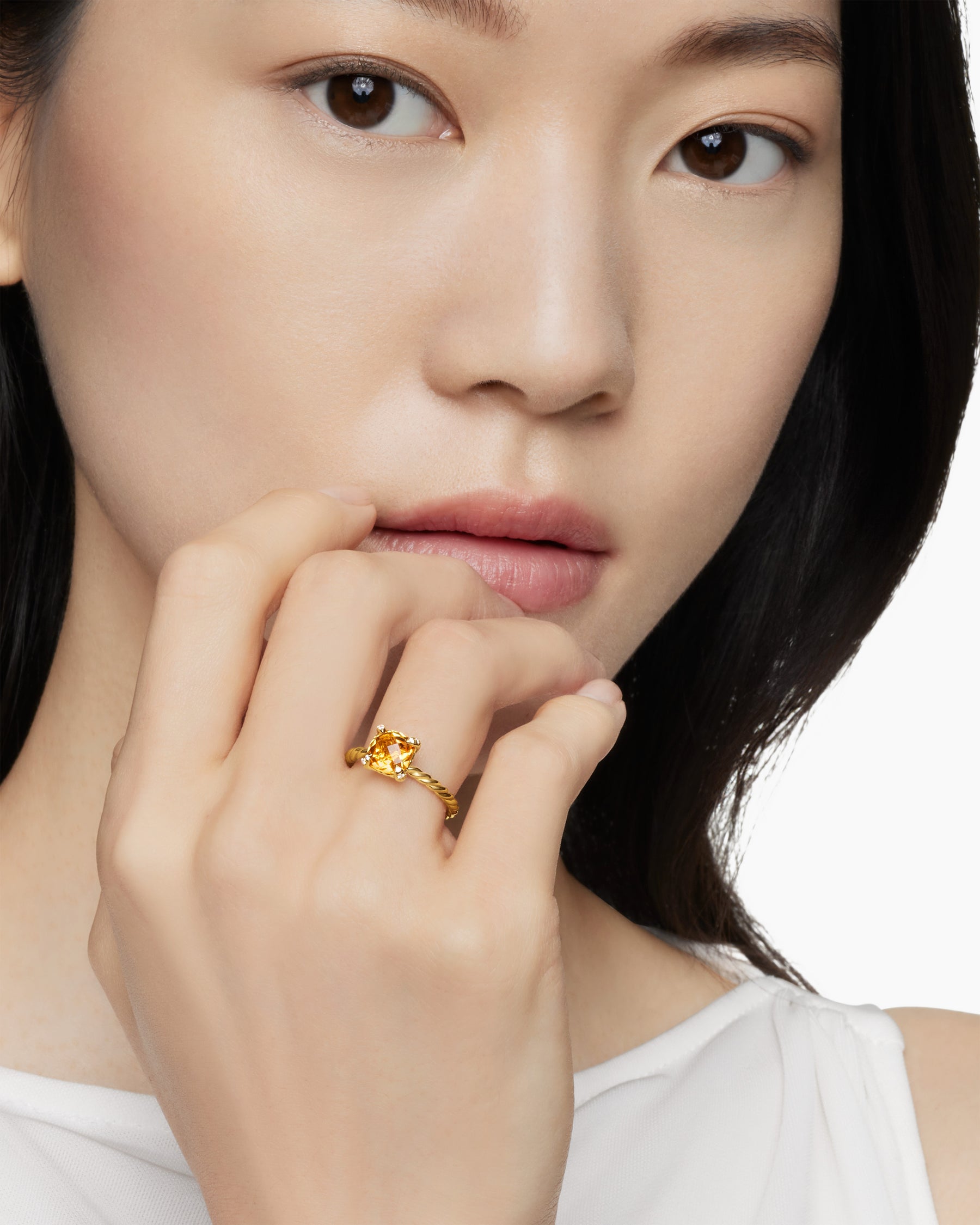 Chatelaine Ring in 18K Yellow Gold with Citrine and Diamonds, 7mm - Image 7
