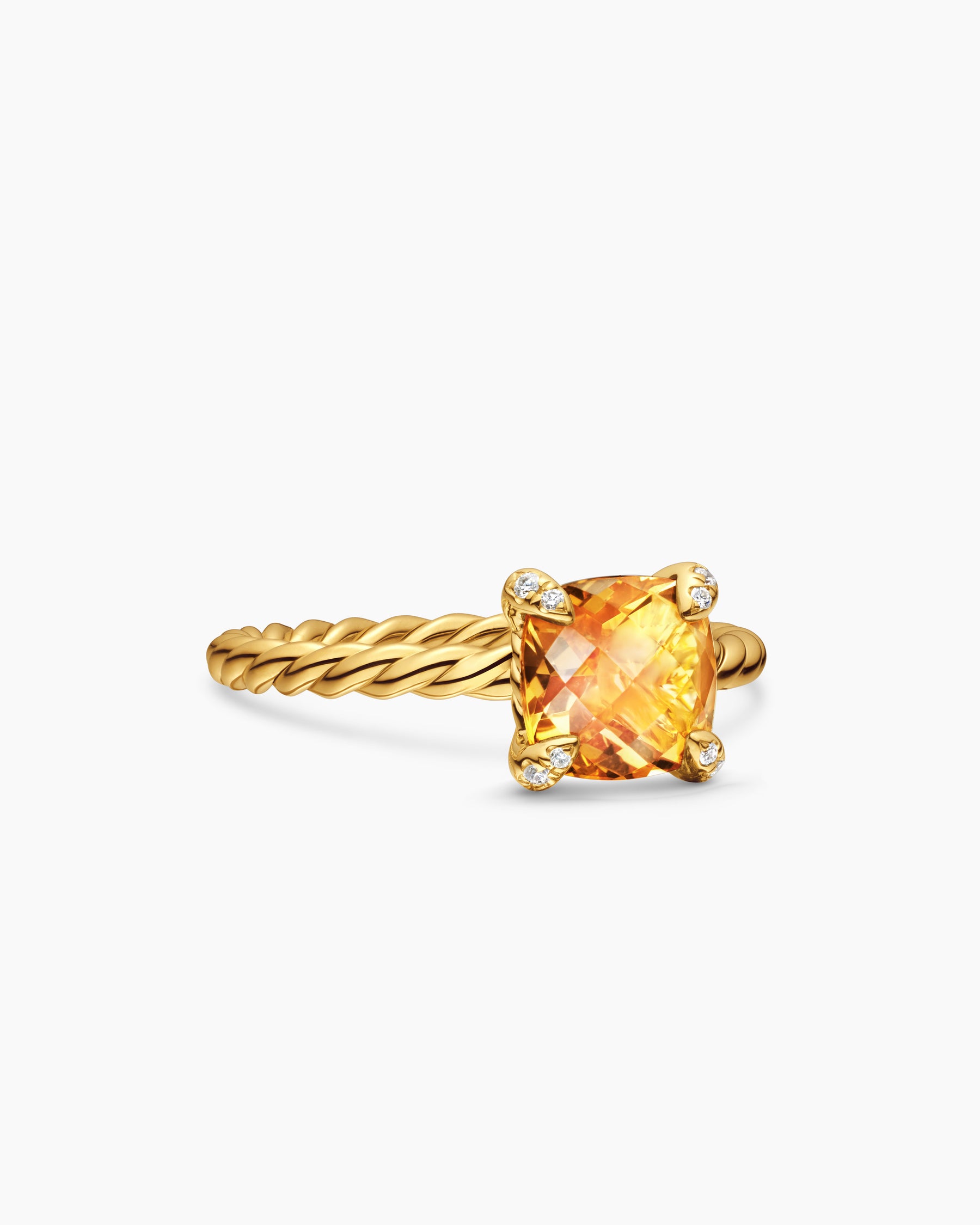 Chatelaine Ring in 18K Yellow Gold with Citrine and Diamonds, 7mm