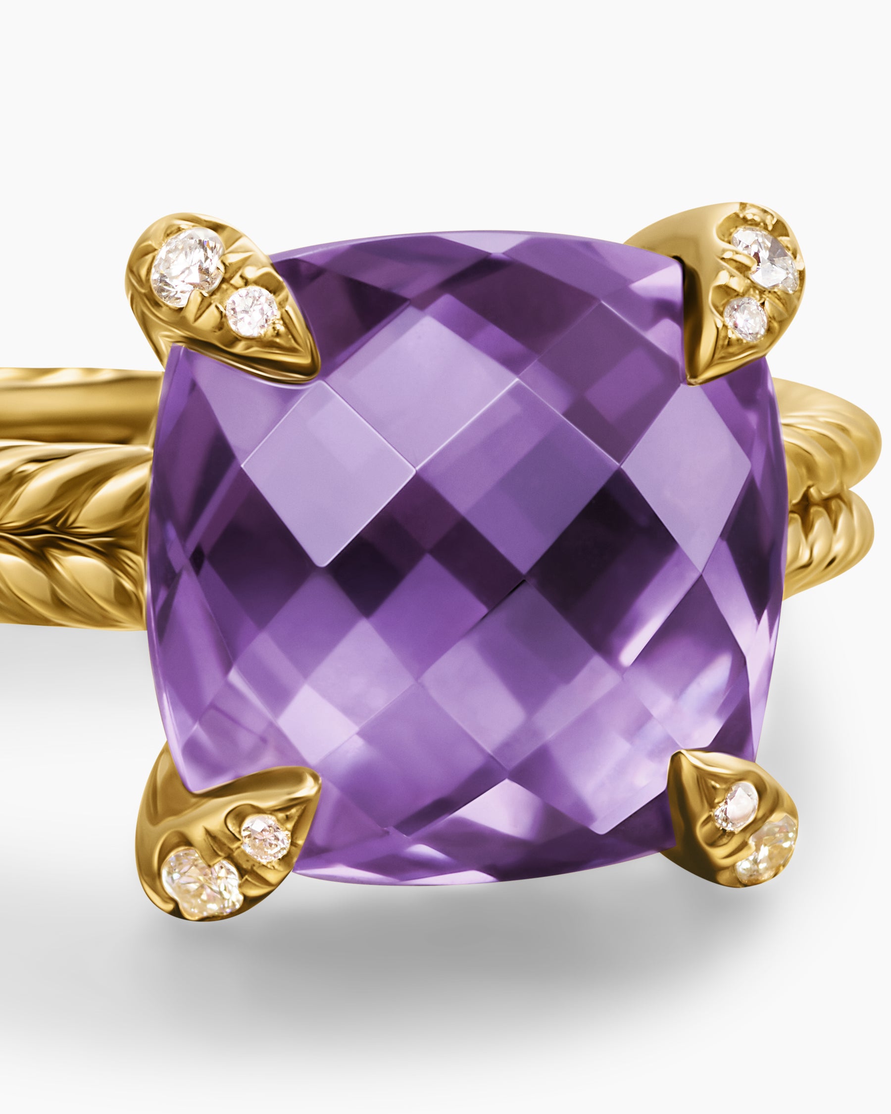 Chatelaine Ring in 18K Yellow Gold with Amethyst and Diamonds, 11mm - Image 5
