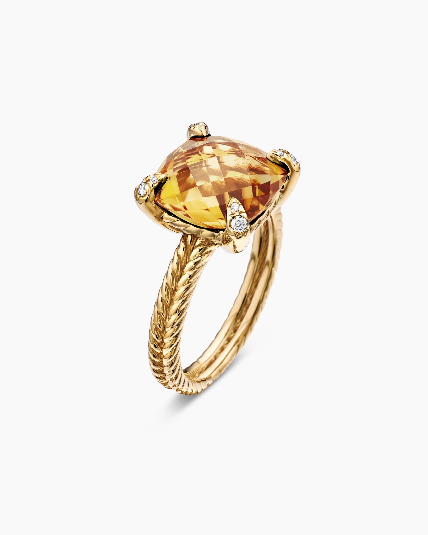 Chatelaine Ring in 18K Yellow Gold with Citrine and Diamonds, 11mm - Image 3