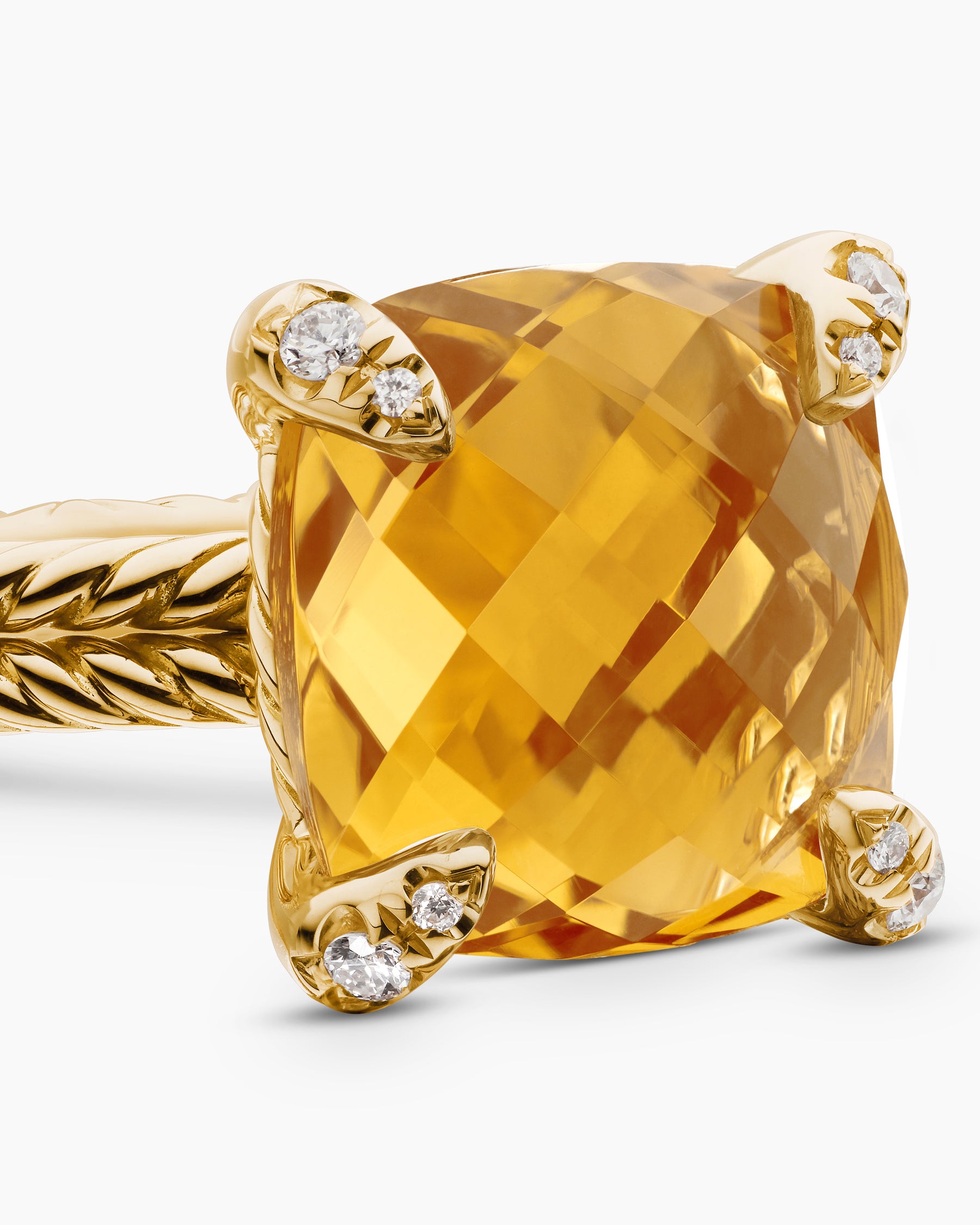 Chatelaine Ring in 18K Yellow Gold with Citrine and Diamonds, 11mm - Image 5