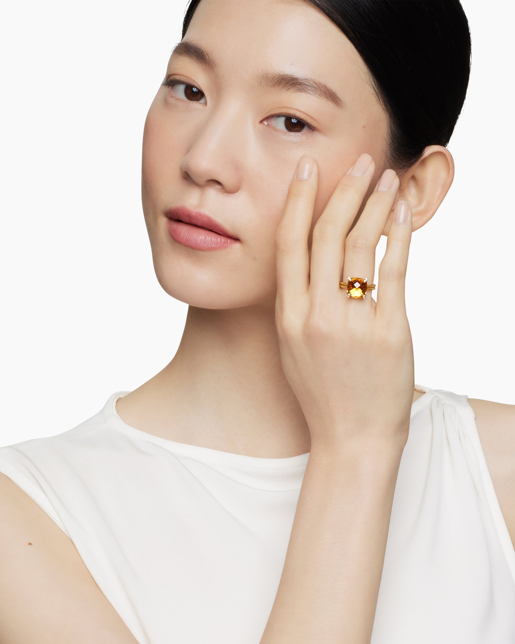 Alternative view of Chatelaine Ring in 18K Yellow Gold with Citrine and Diamonds, 11mm