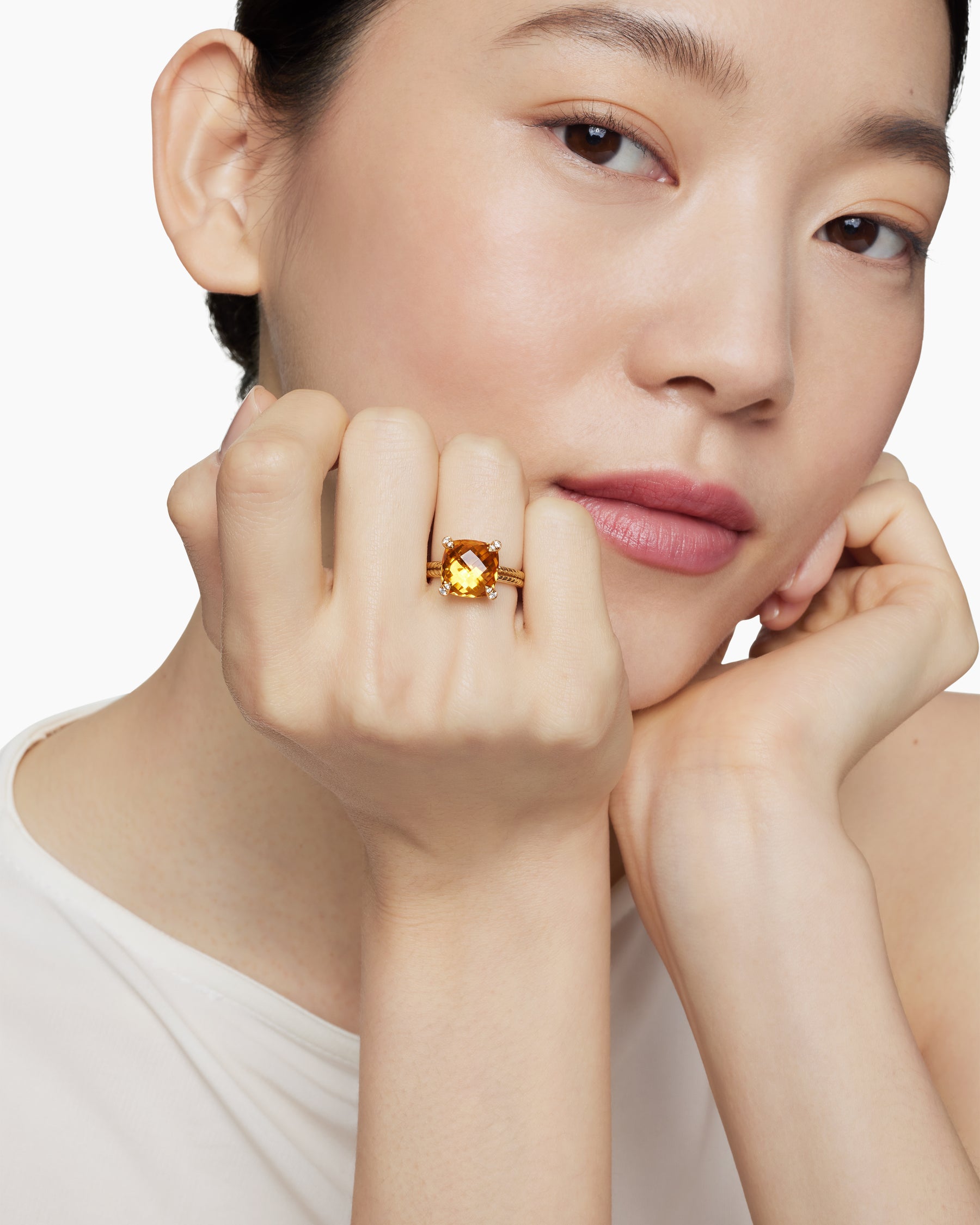 Chatelaine Ring in 18K Yellow Gold with Citrine and Diamonds, 11mm - Image 7