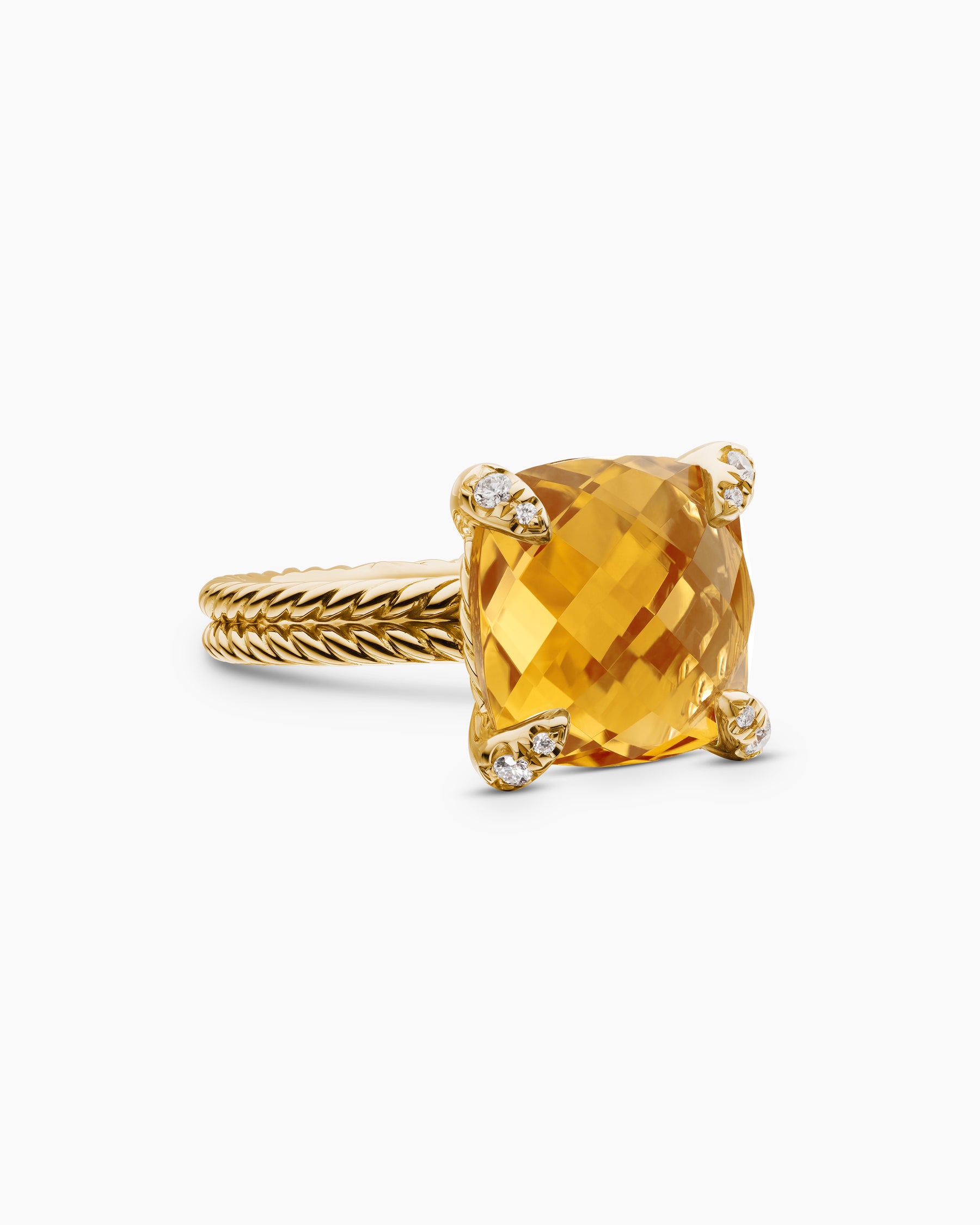 Chatelaine Ring in 18K Yellow Gold with Citrine and Diamonds, 11mm
