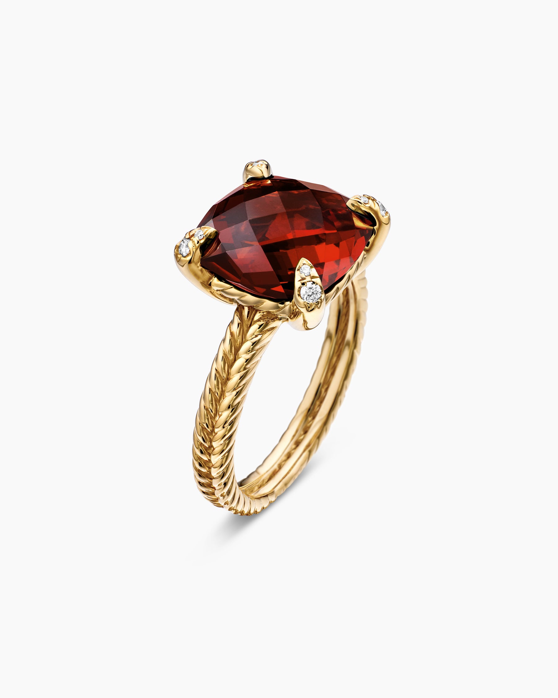 Chatelaine Ring in 18K Yellow Gold with Garnet and Diamonds, 11mm - Image 3