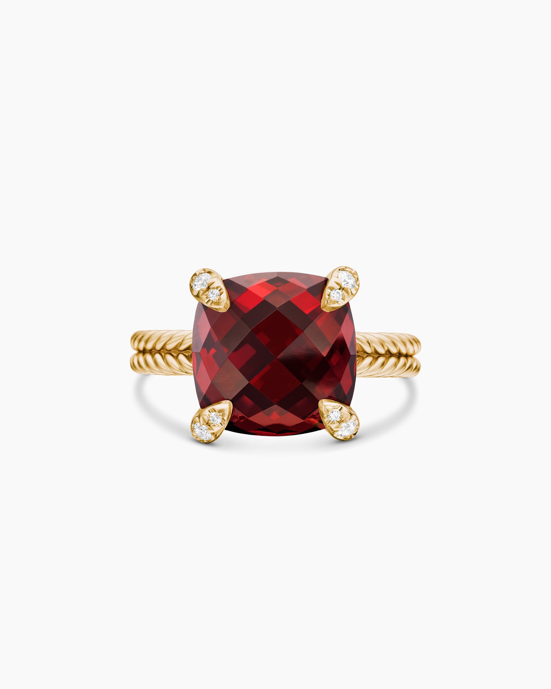 Chatelaine Ring in 18K Yellow Gold with Garnet and Diamonds, 11mm - Image 4