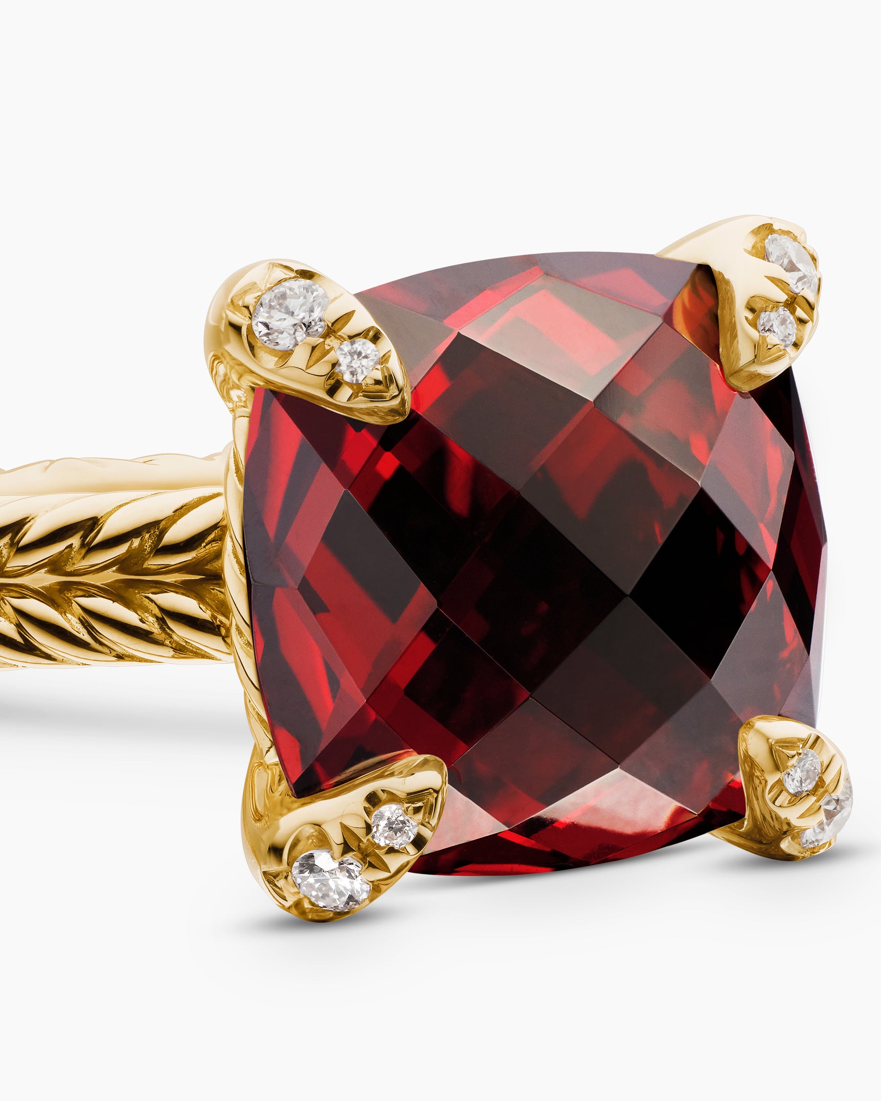 Chatelaine Ring in 18K Yellow Gold with Garnet and Diamonds, 11mm - Image 5