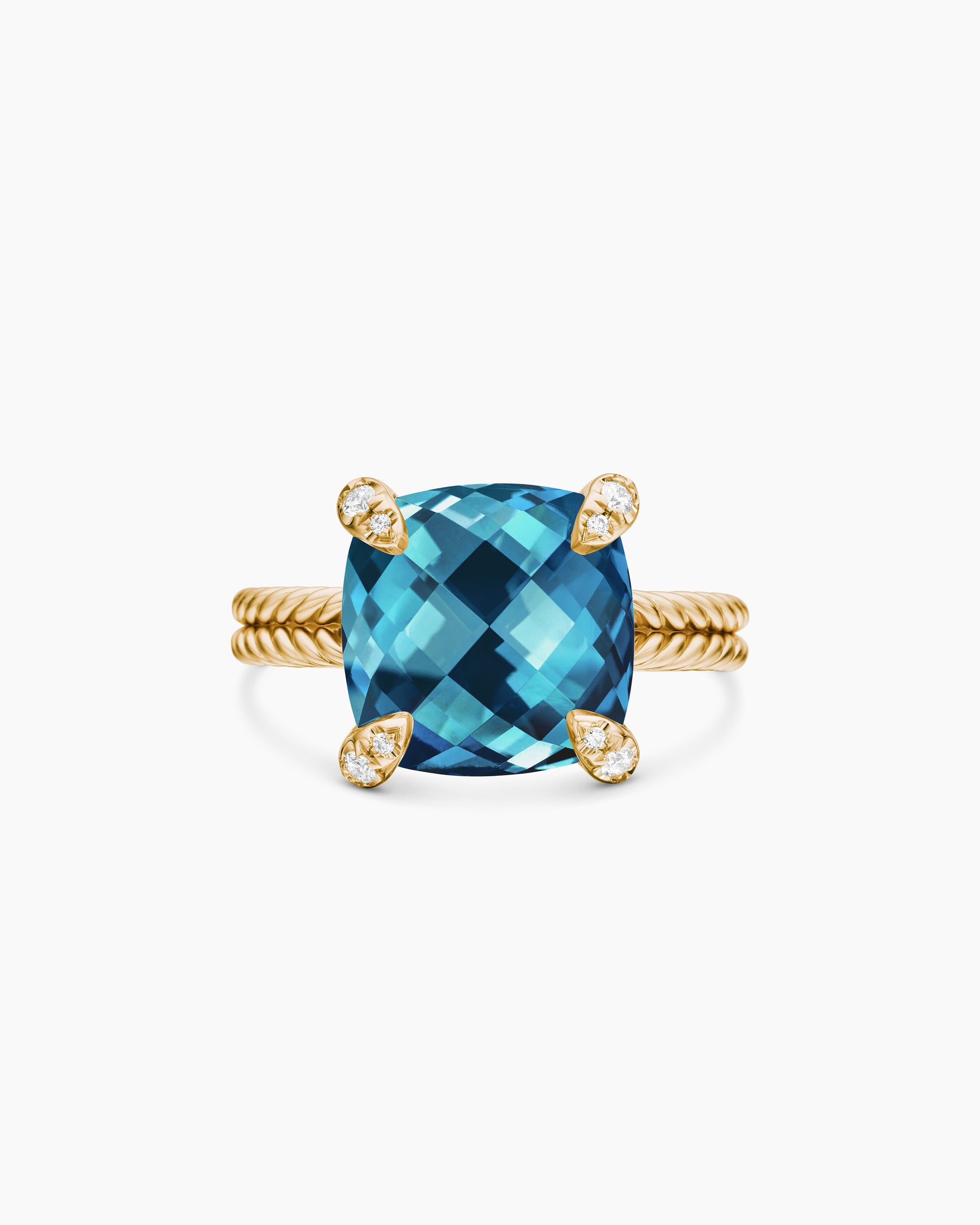 Chatelaine Ring in 18K Yellow Gold with Hampton Blue Topaz and Diamonds, 11mm - Image 4