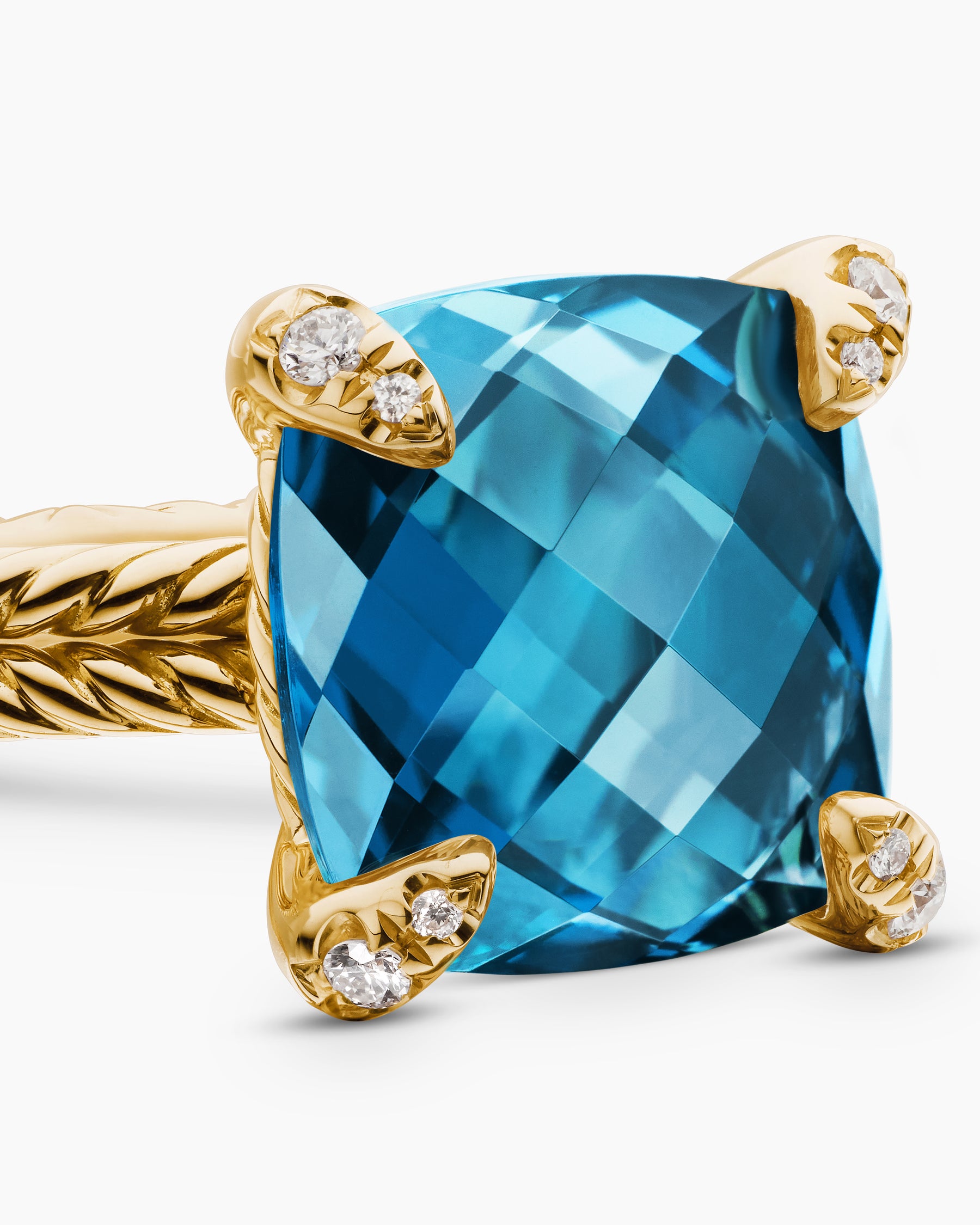 Chatelaine Ring in 18K Yellow Gold with Hampton Blue Topaz and Diamonds, 11mm - Image 5