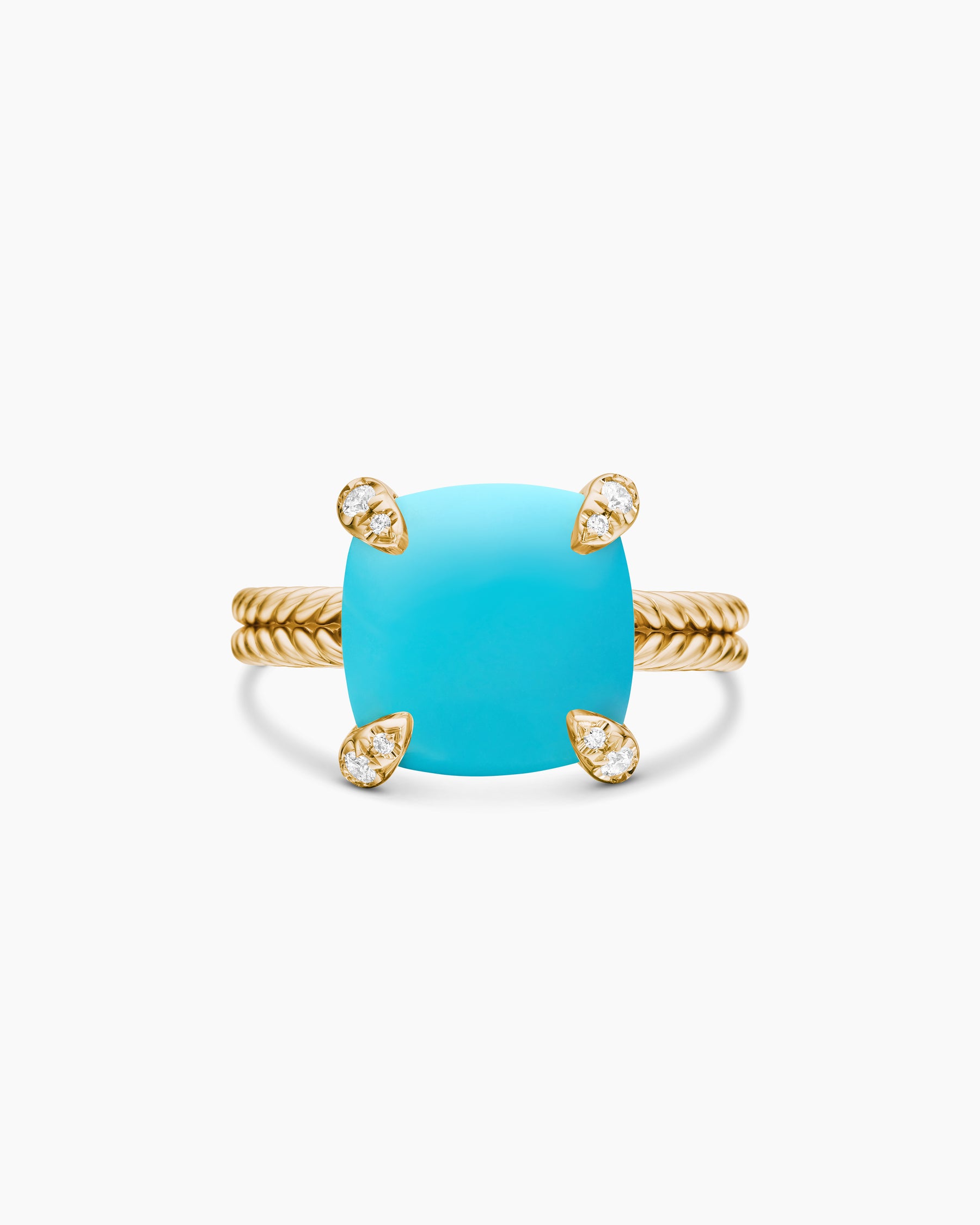 Chatelaine Ring in 18K Yellow Gold with Turquoise and Diamonds, 11mm - Image 4