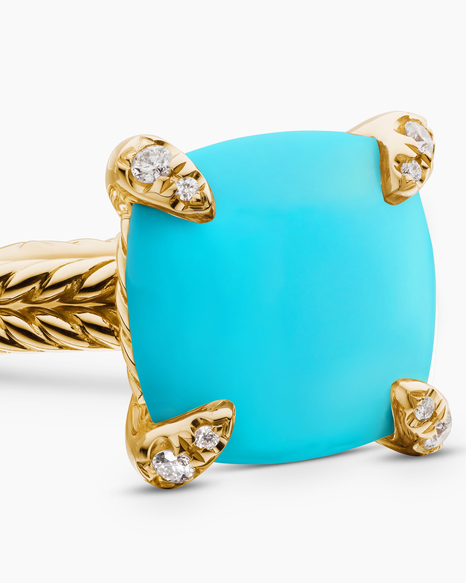 Chatelaine Ring in 18K Yellow Gold with Turquoise and Diamonds, 11mm - Image 5