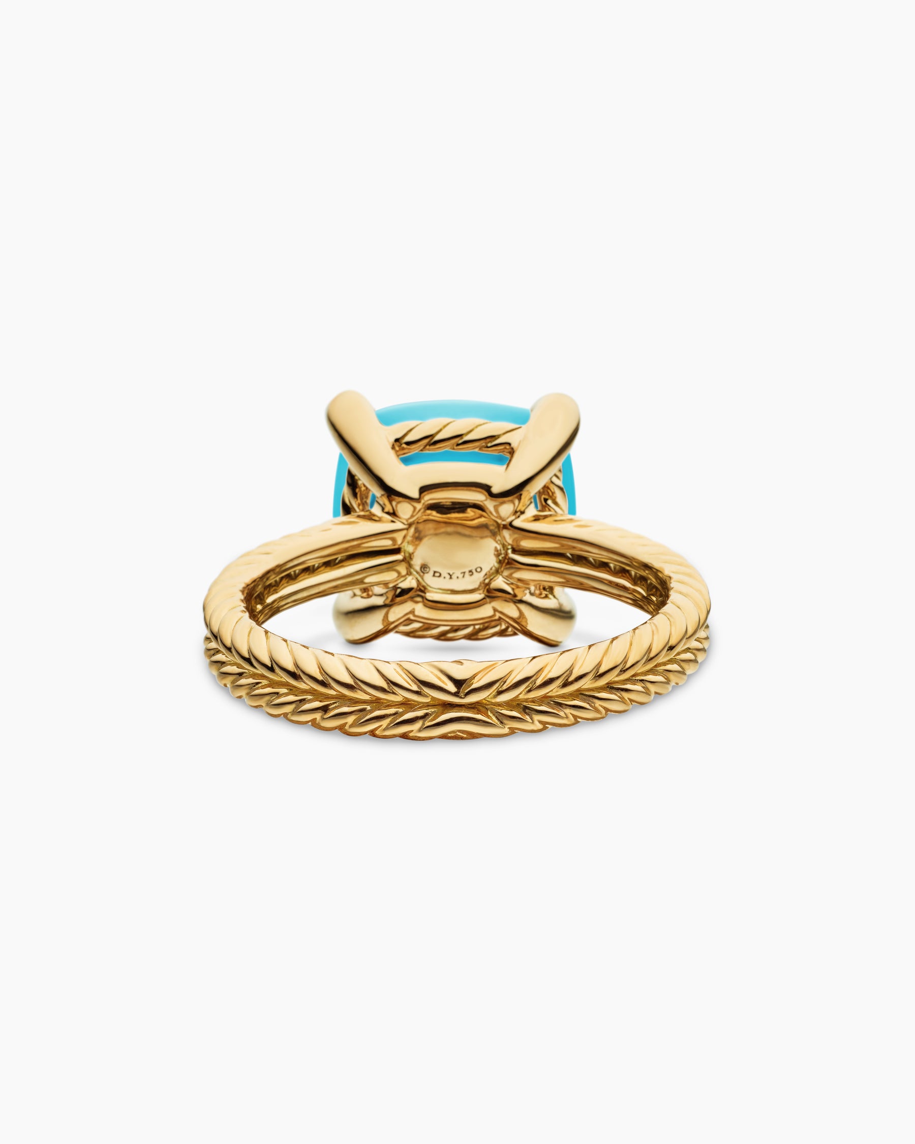 Chatelaine Ring in 18K Yellow Gold with Turquoise and Diamonds, 11mm - Image 6
