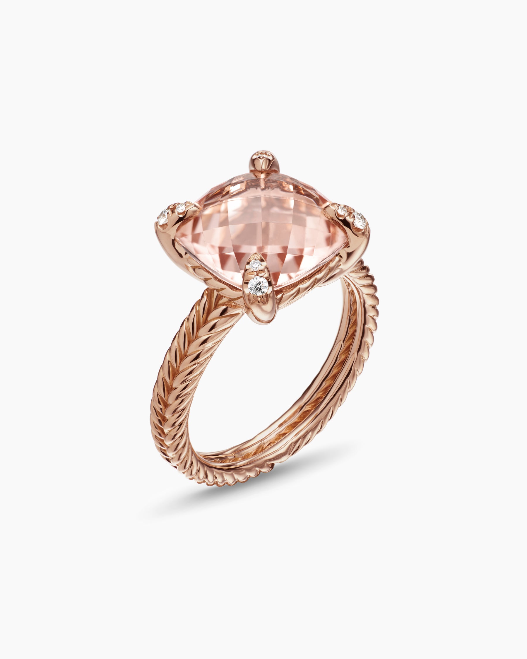 Chatelaine Ring in 18K Rose Gold with Morganite and Diamonds, 11mm - Image 3