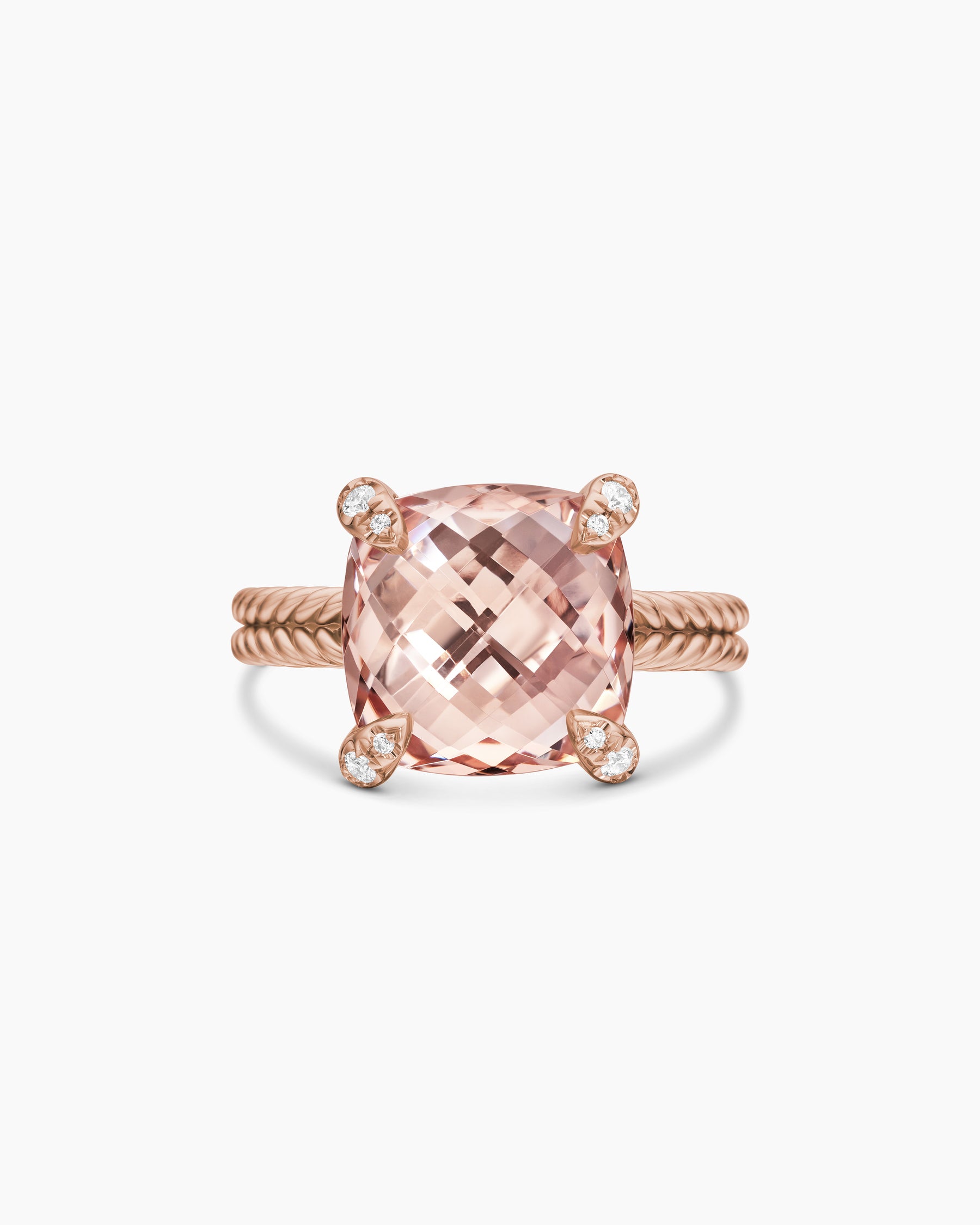 Chatelaine Ring in 18K Rose Gold with Morganite and Diamonds, 11mm - Image 4
